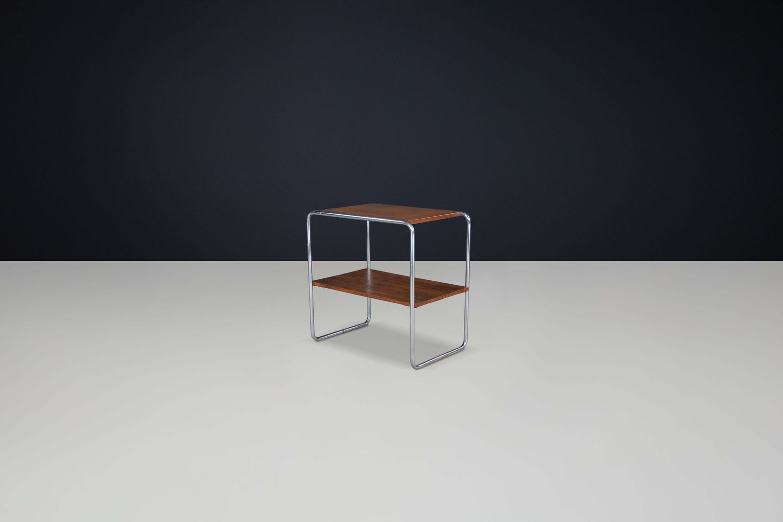 photo furniture Bauhaus Tubular Steel Wood Console Table, Model B12 By Marcel Breuer For Thonet