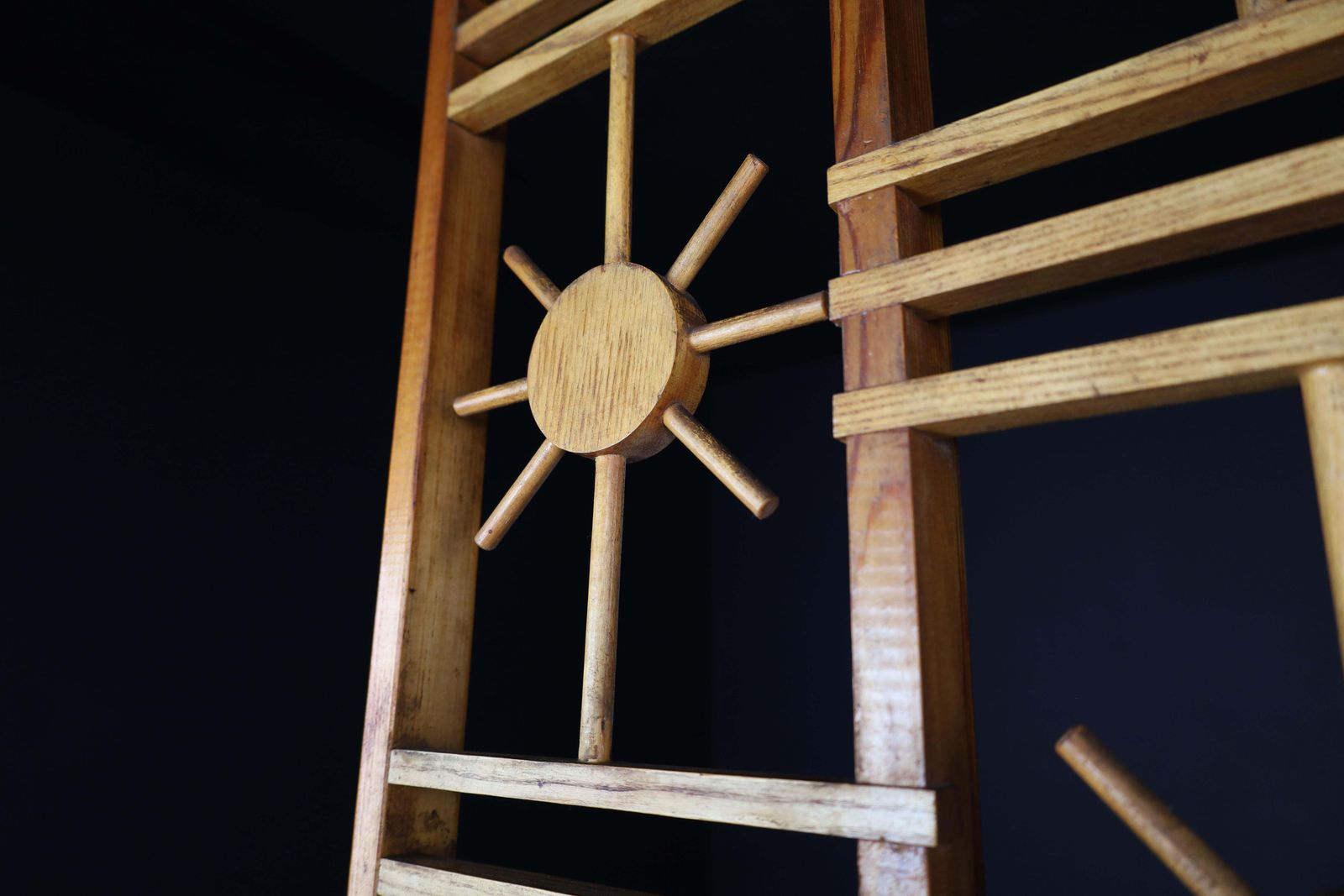 French Pine Room Divider With Sunburst Accents, 1960s photo Home Decor