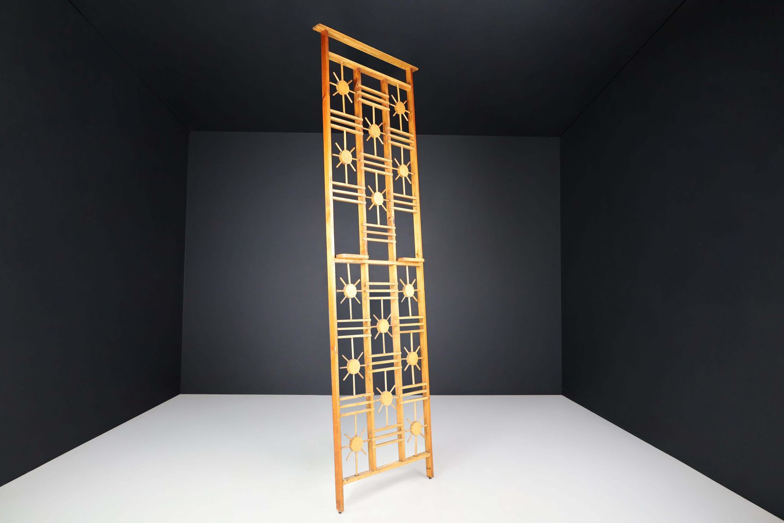 photo furniture French Pine Room Divider With Sunburst Accents, 1960s