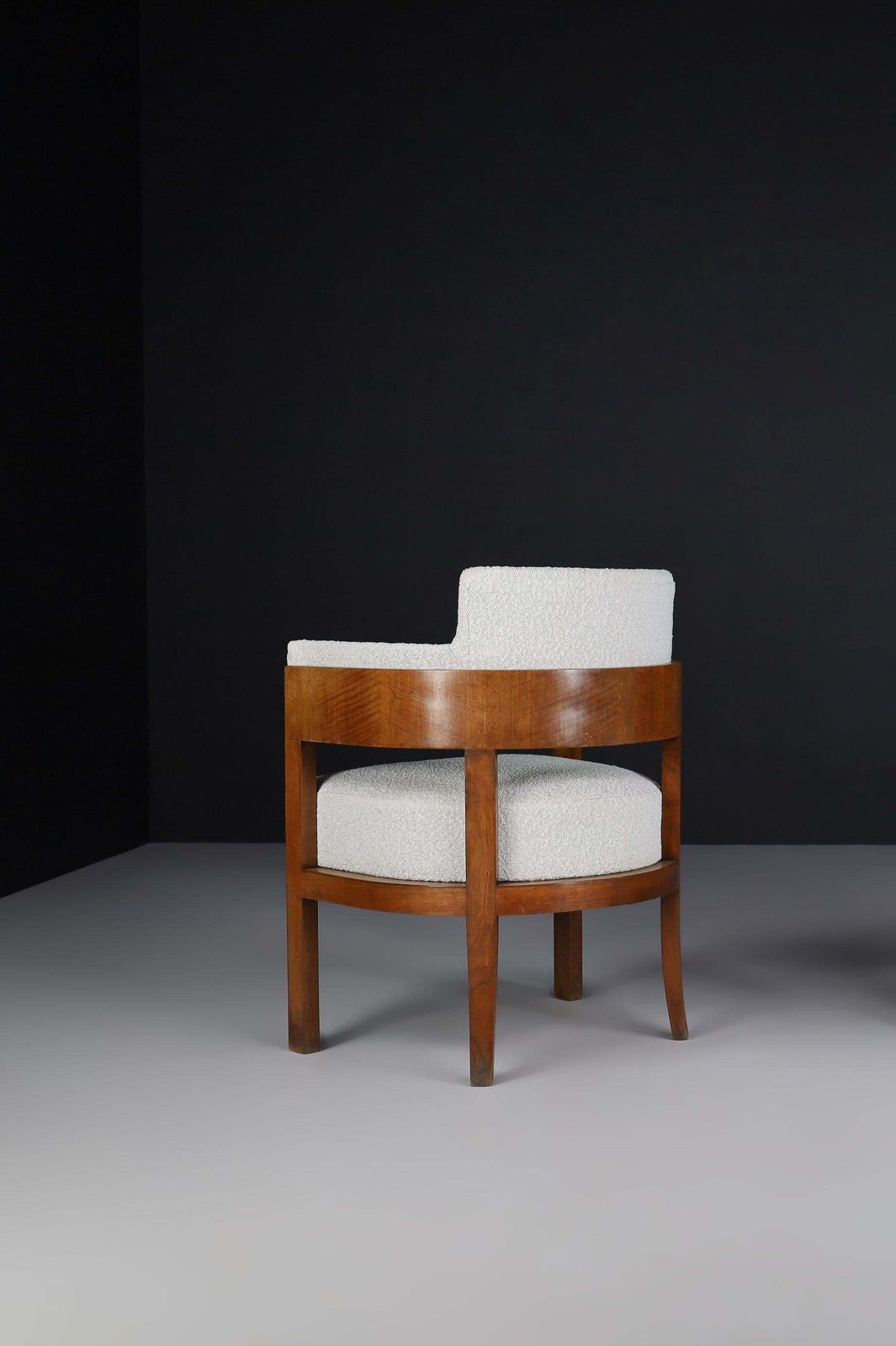 Art Deco Armchair In Bouclé Upholstery, Walnut, Prague, 1930s photo Furniture
