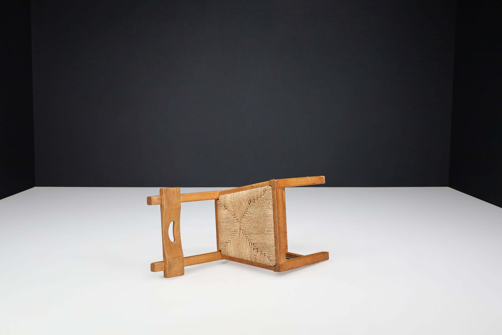 photo furniture Butralist Dining Chairs In Oak And Rush, France, 1960s