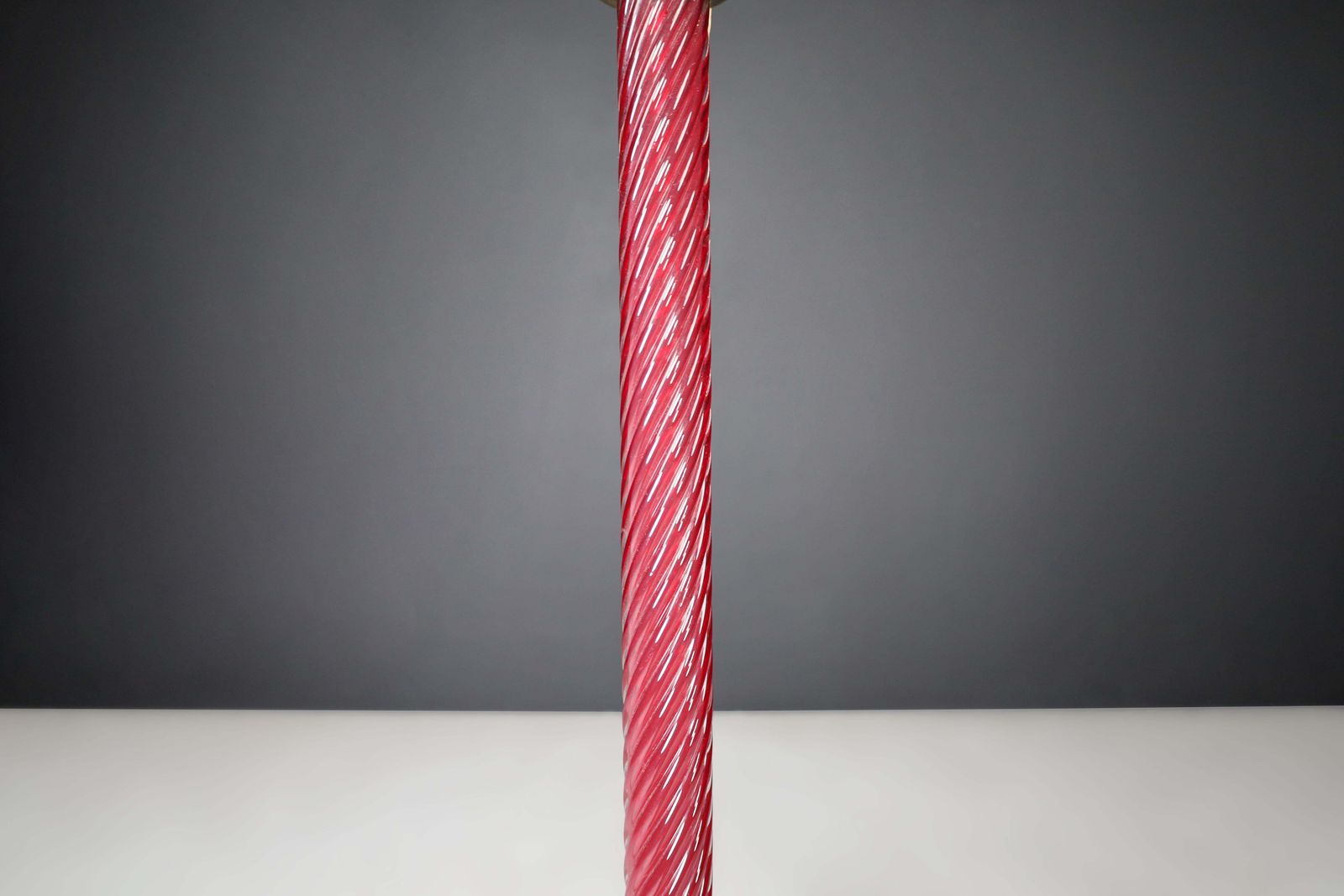 photo for sale J.T. Kalmar Floor Lamp In Brass And Ruby Glass Rod, Austria, 1960s