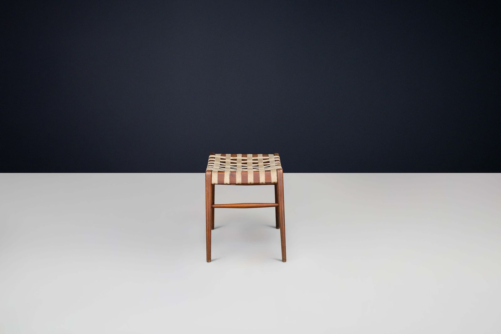 Woven Oak Stool By Jan Vaněk For Krásná Jizba, Czechoslovakia, 1940s photo Furniture