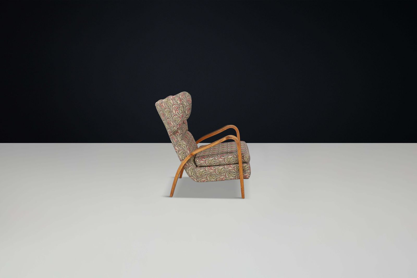 Jan Vanek Wingback Chair In Oak Bentwood And Original Upholstery – Prague, 1940s photo buy