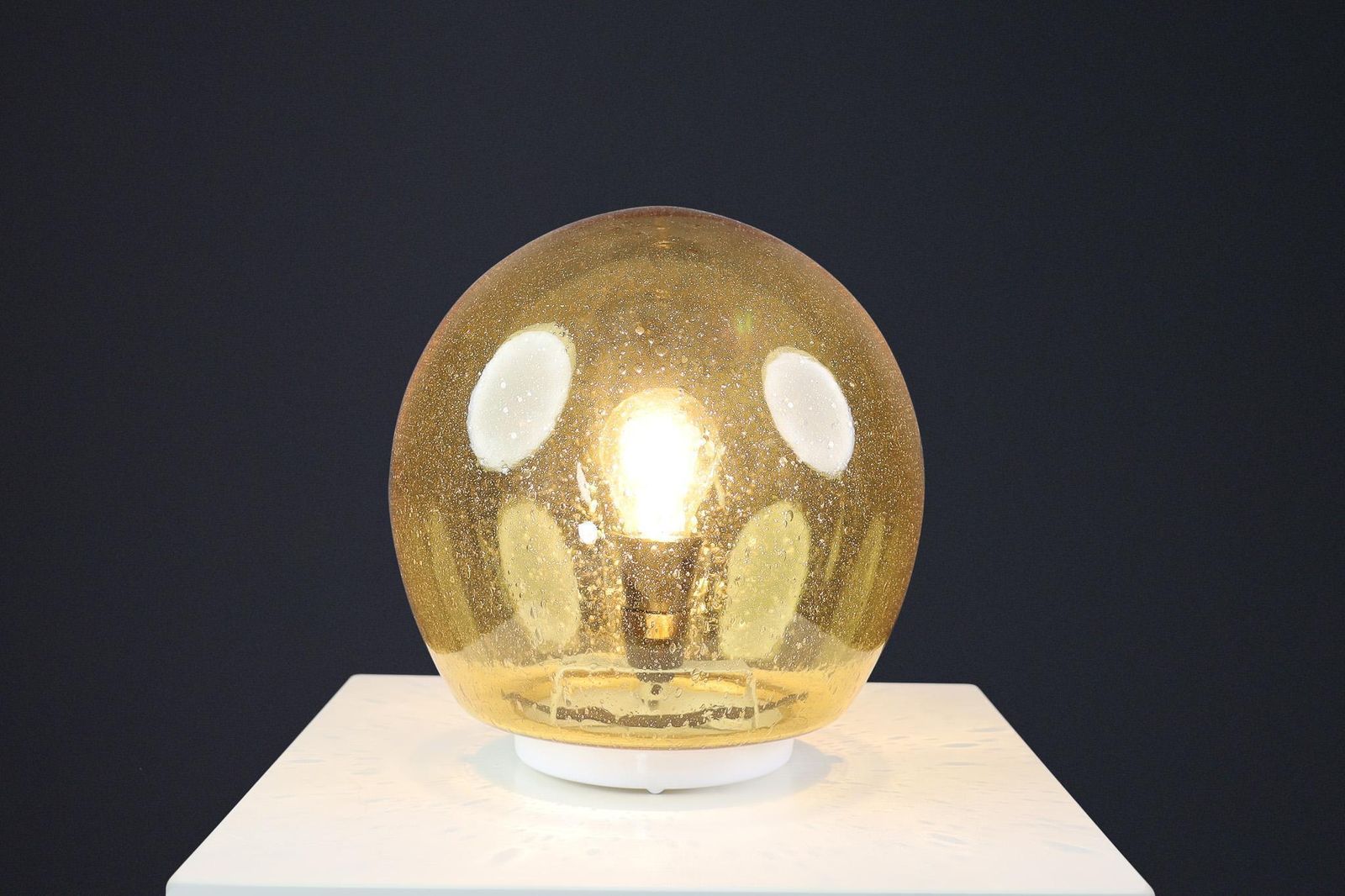 photo furniture Mid Century Golden/Yellow Murano Glass Table Lamp, Italy 1970s