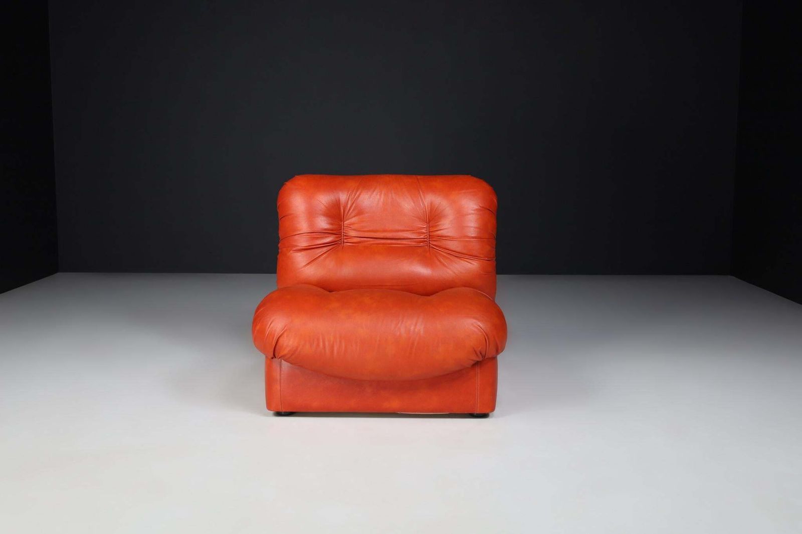 5833.0 Set Of Four Red Leather Mid Century Lounge Chairs, Sofa , Italy 1970 photo