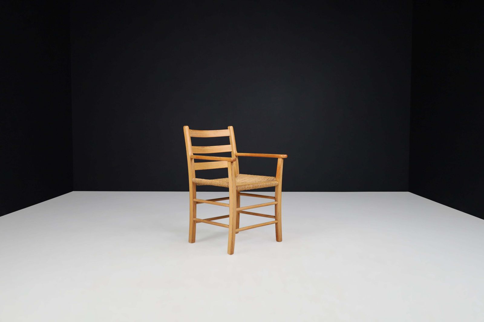 Danish Pine And Rope Armchair, 1960s – Nordic Minimalism photo for sale