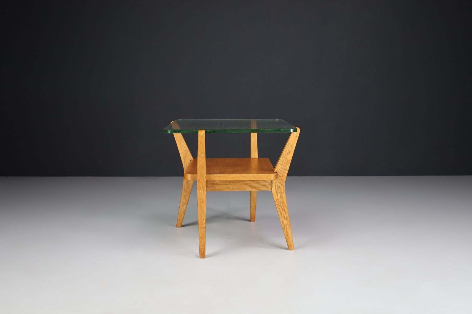 Mid Century Modern Ash Wood And Glass Coffee Table, Praque, 1950s photo 1132.0