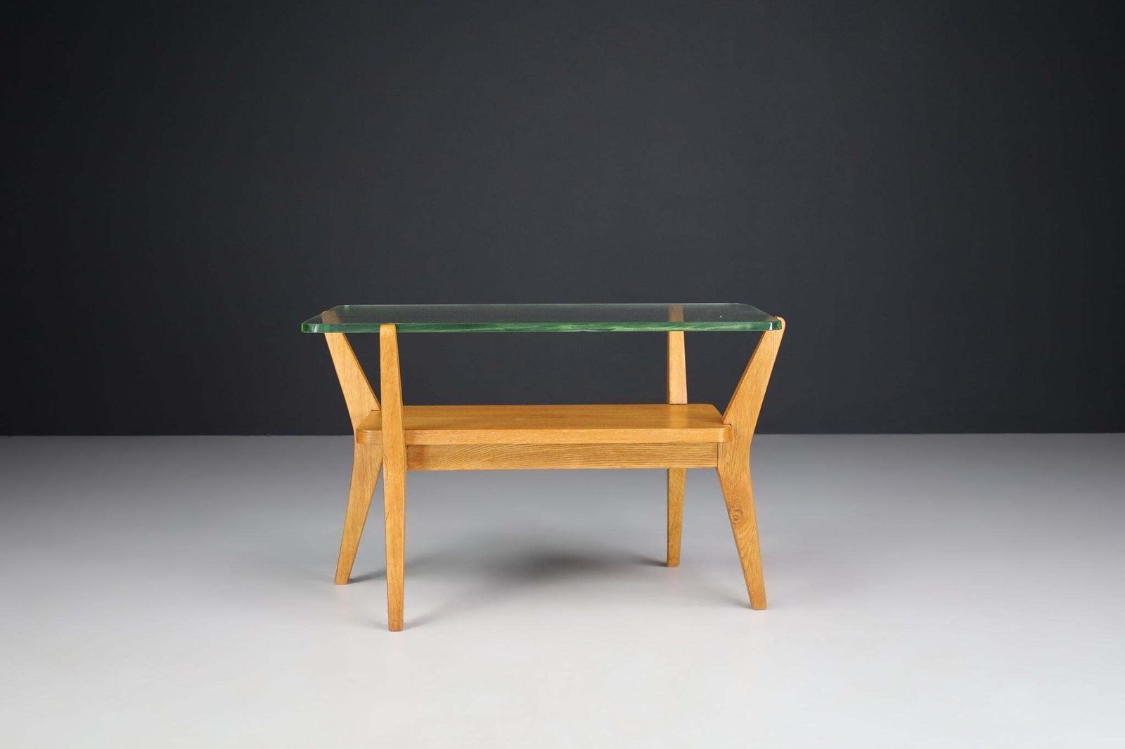 Mid Century Modern Ash Wood And Glass Coffee Table, Praque, 1950s photo vinterior
