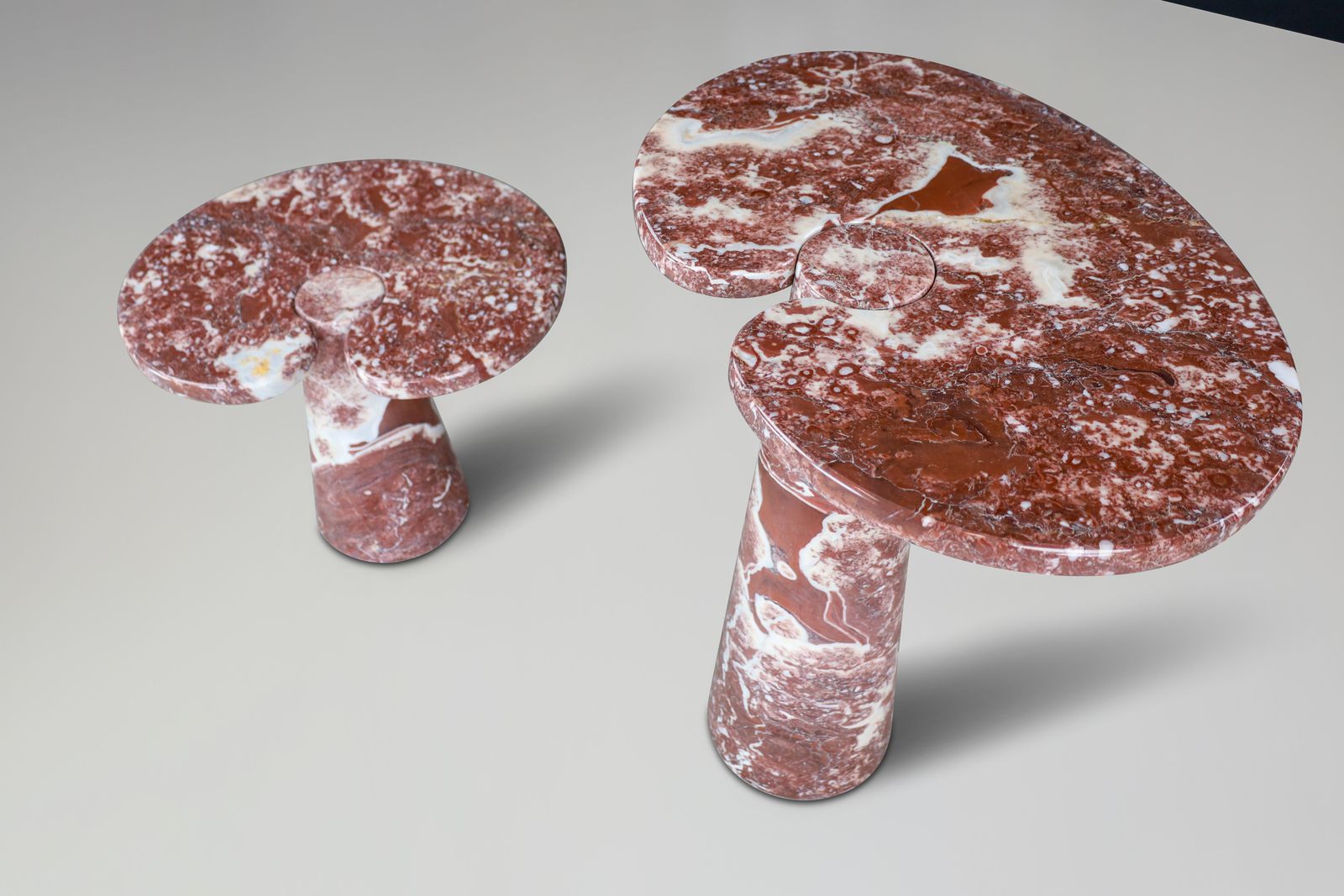 Angelo Mangiarotti Pair Of Two Rosso Marble Consoles For Skipper Italy 1970 photo furniture