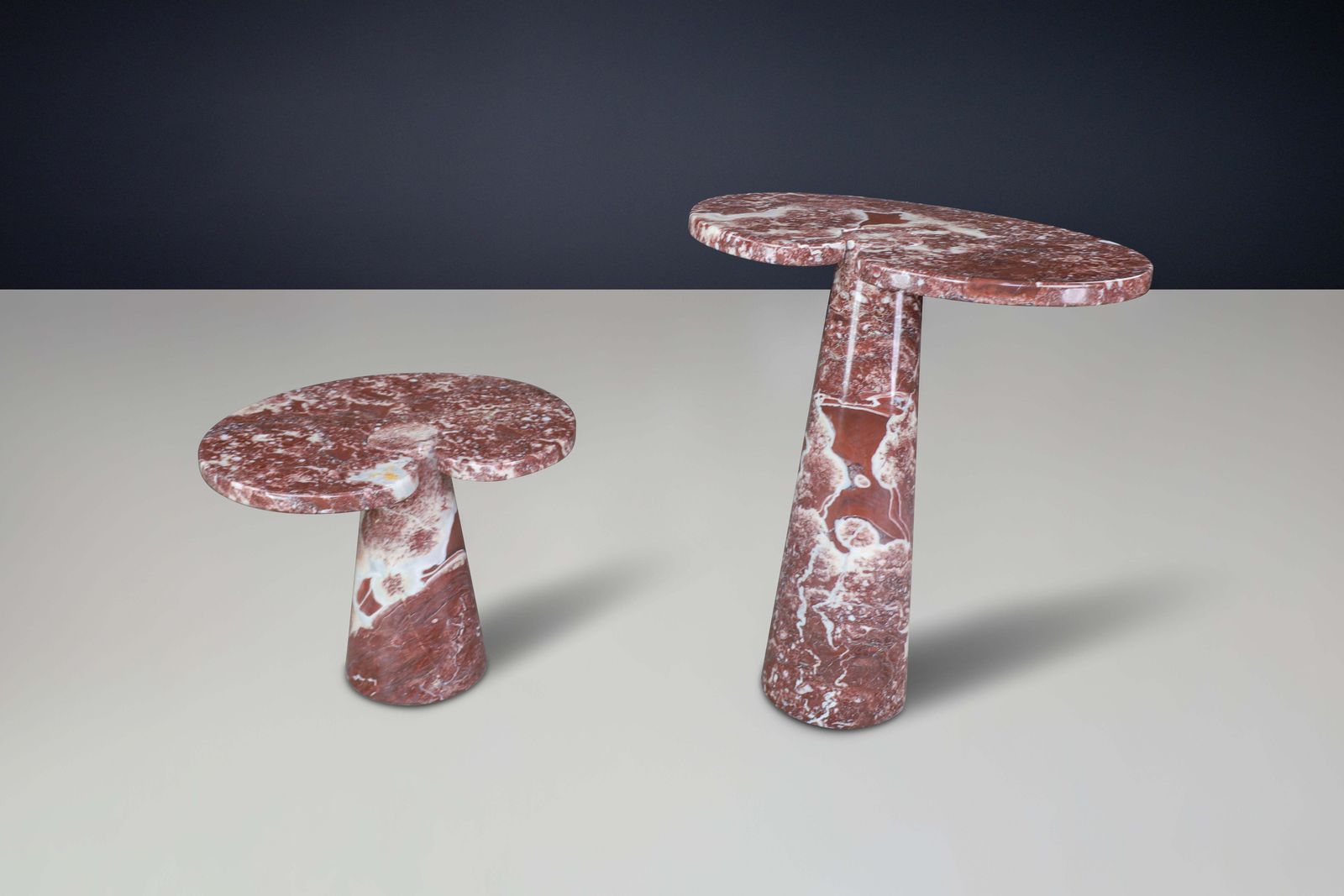 Angelo Mangiarotti Pair Of Two Rosso Marble Consoles For Skipper Italy 1970 photo buy
