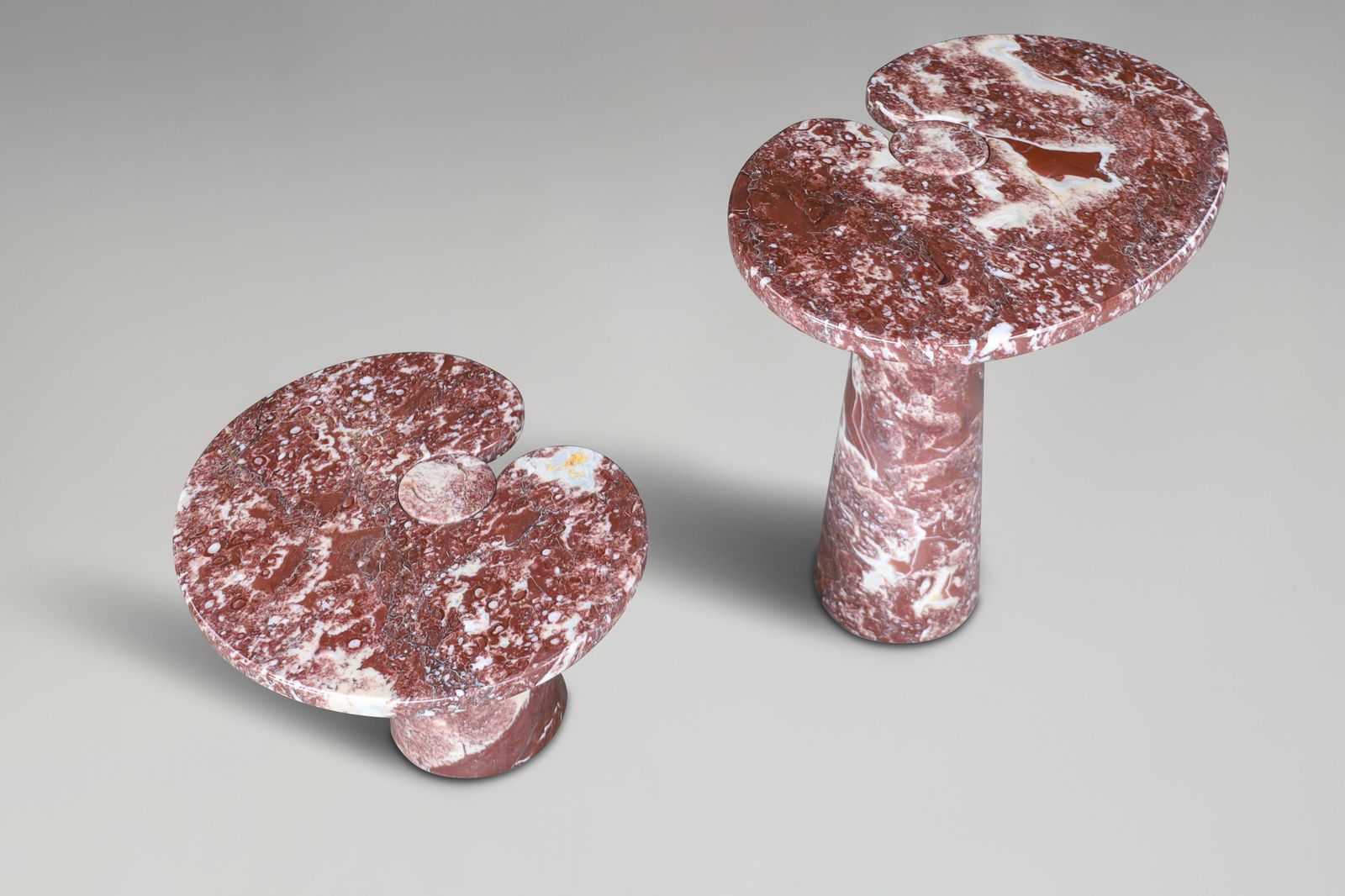 7556.0 Angelo Mangiarotti Pair Of Two Rosso Marble Consoles For Skipper Italy 1970 photo