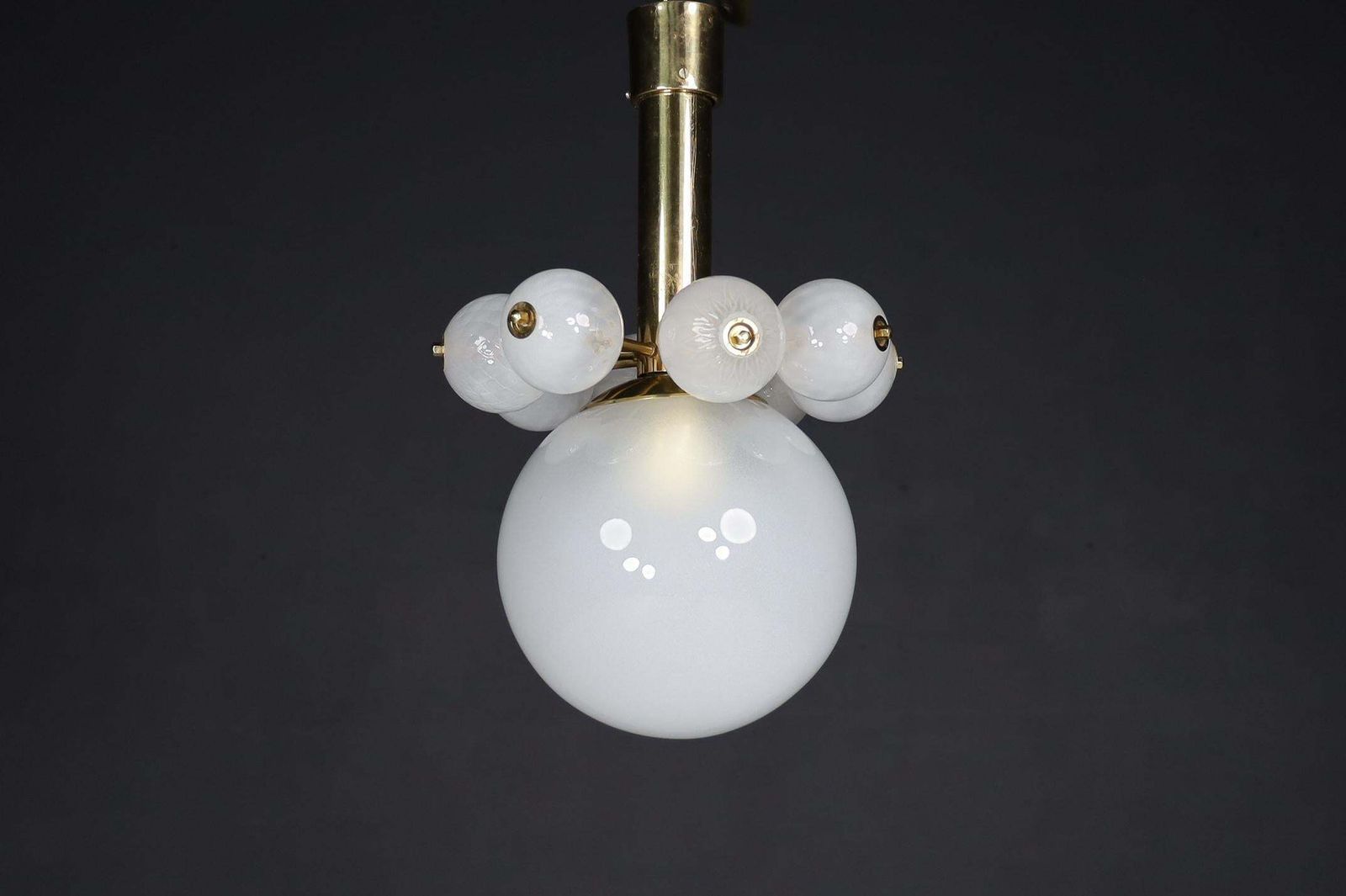 photo buy Large Set Chandeliers With Brass Fixture And Hand Blowed Frosted Glass Globes