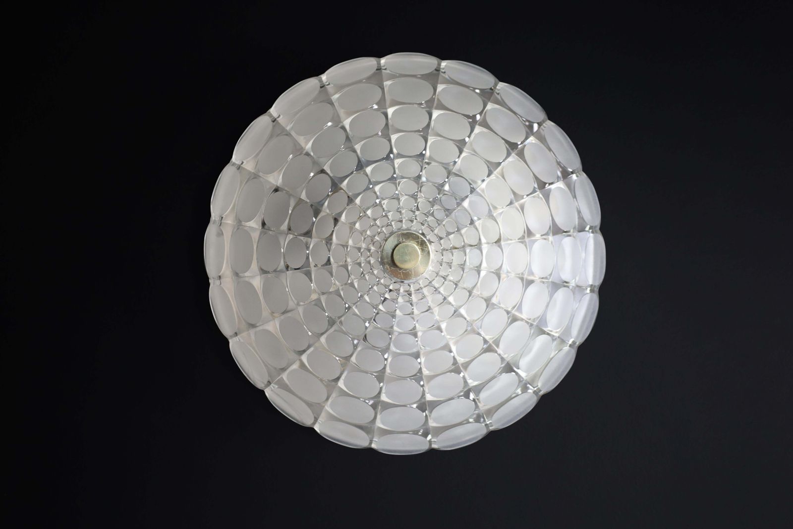 Mid Century Space Age Frosted Glass Round Flush Mount  J.T. Kalmar Austria 1960 photo furniture