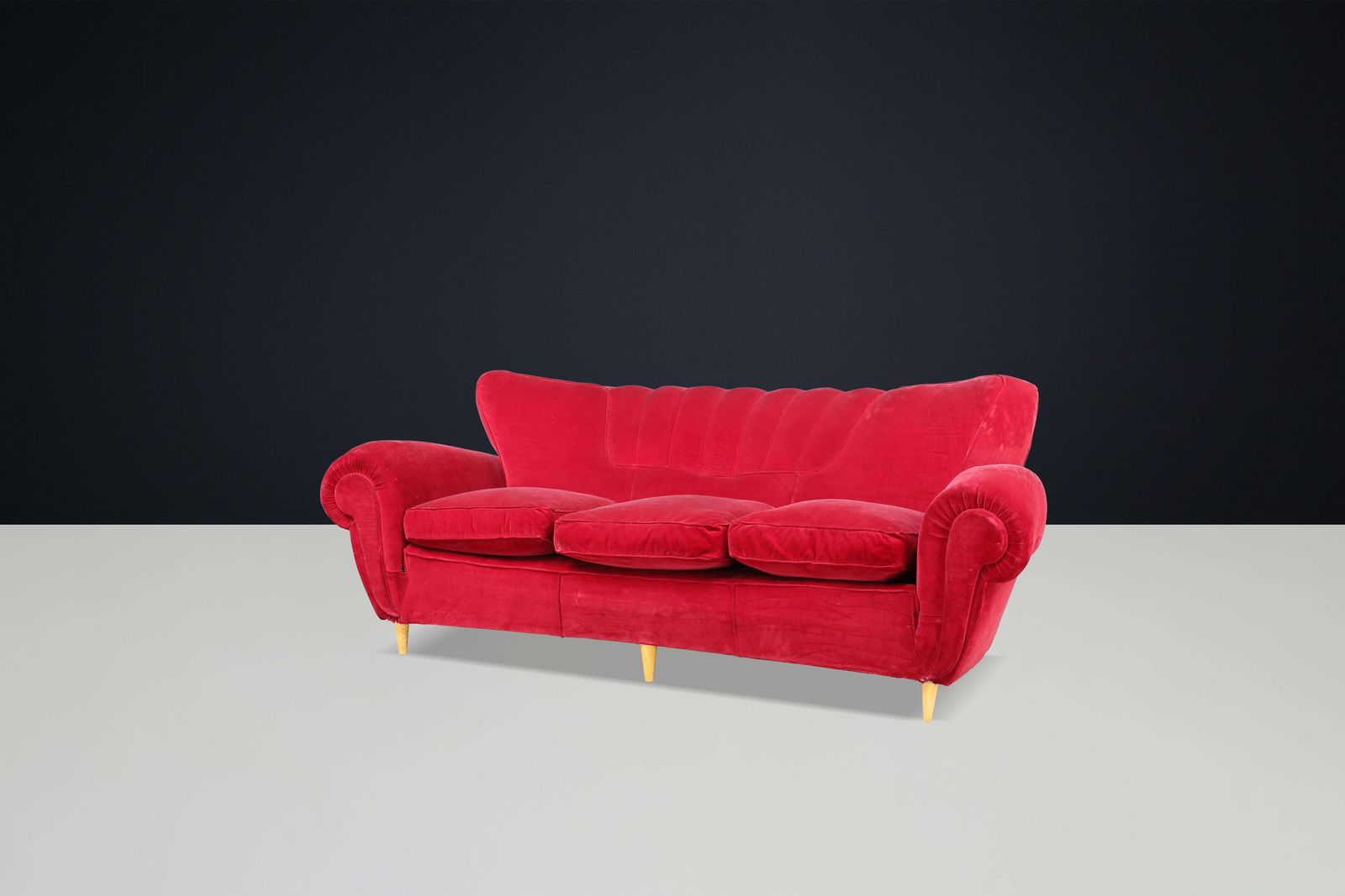 Guglielmo Ulrich Art Deco Sofa In Original Velvet Fabric, Italy 1930s photo Furniture