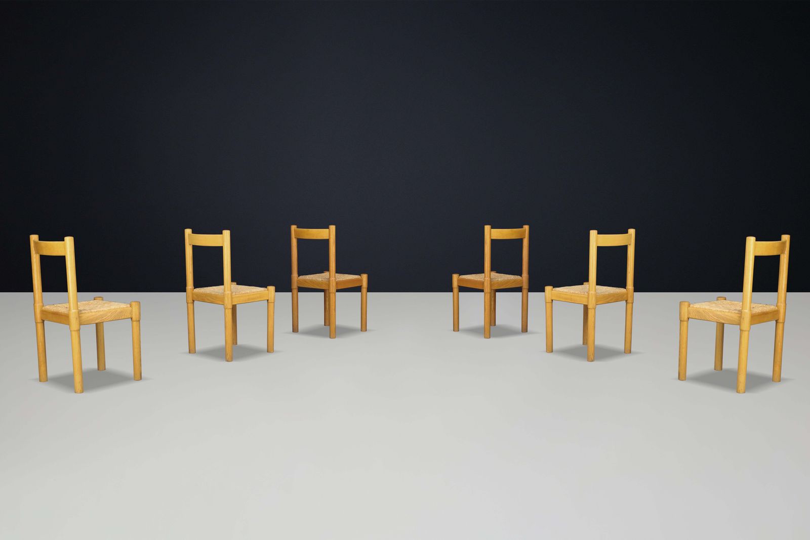 Pair Of Six Ash And Rush Dining Room Chairs In The Style Of Vico Magistretti photo 2639.0