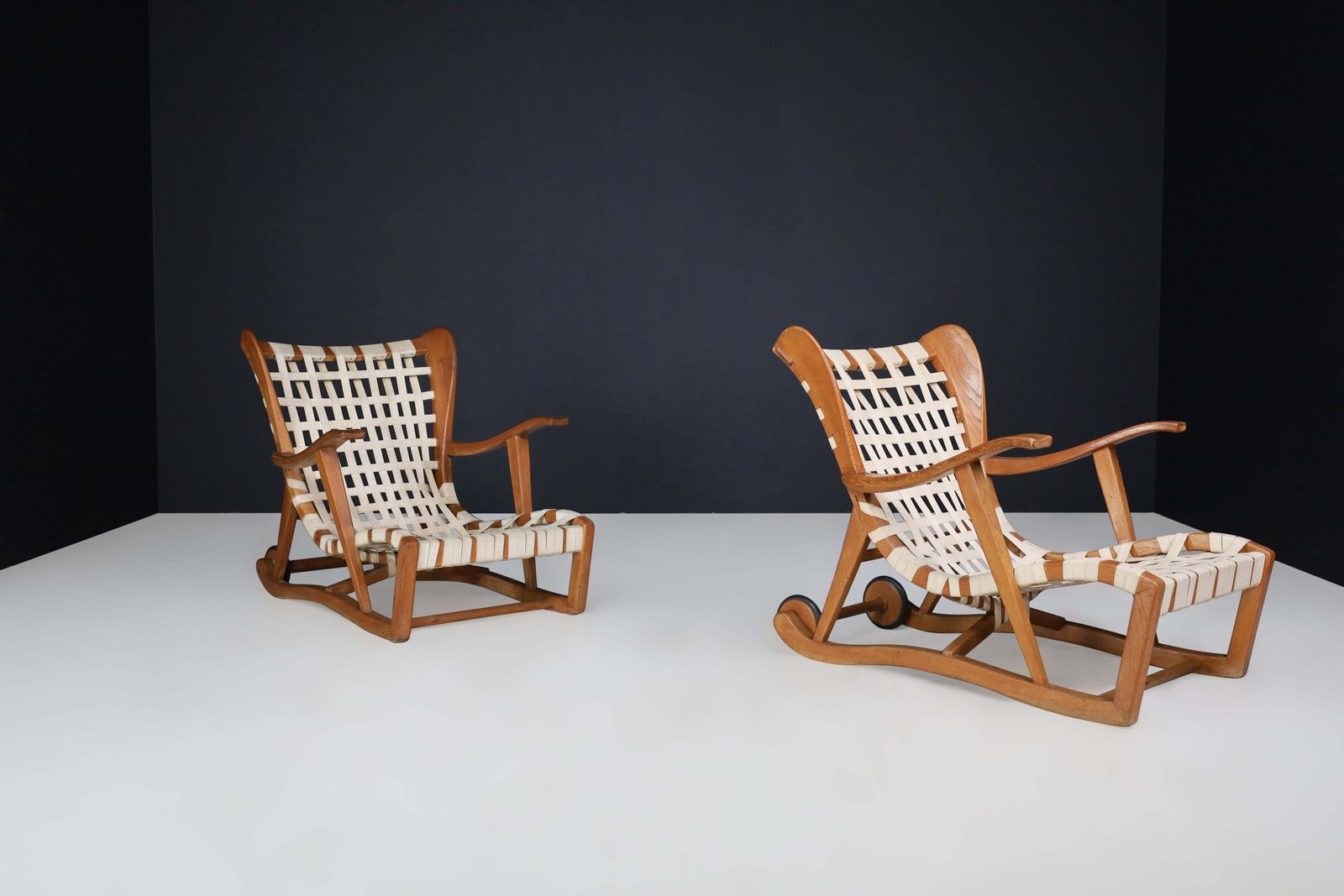 Sculptural Oak Lounge Chairs By Guglielmo Pecorini, Italy, The 1950s photo buy