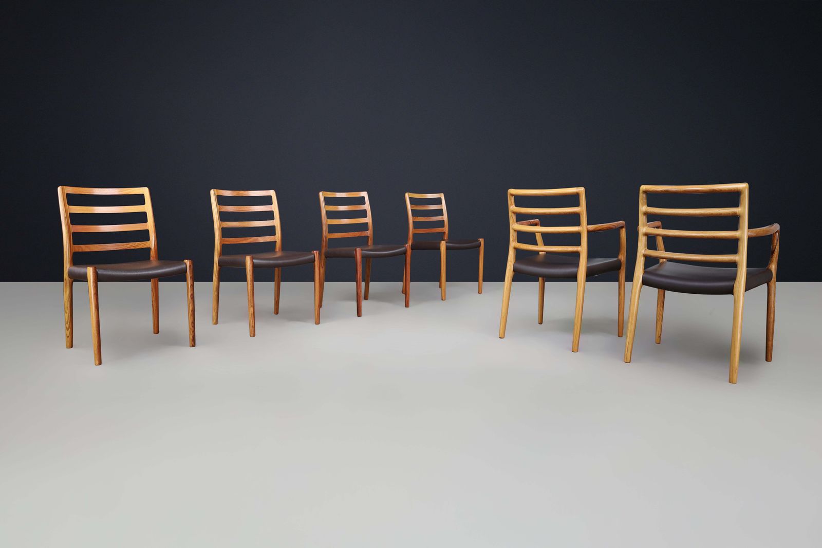 Niels Otto Møller Six Dining Room Chairs, Model 85 By J.L. Møller Mobelfabrik photo Furniture