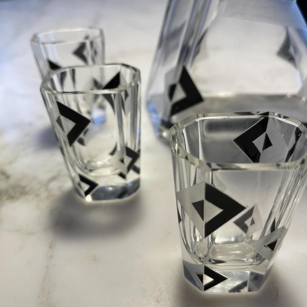 photo furniture Art Deco Cubist Crystal Liqueur Service By Karl Palda, 1930s, Set Of 8