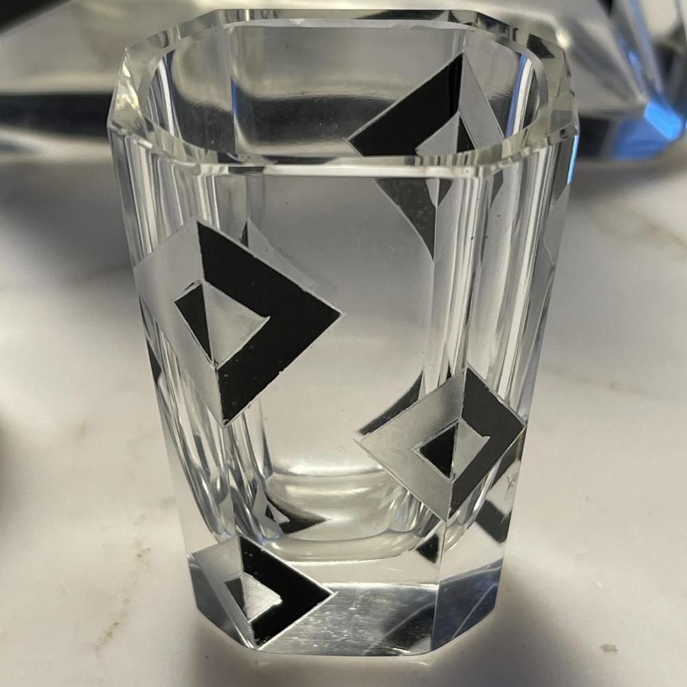 720.0 Art Deco Cubist Crystal Liqueur Service By Karl Palda, 1930s, Set Of 8 photo