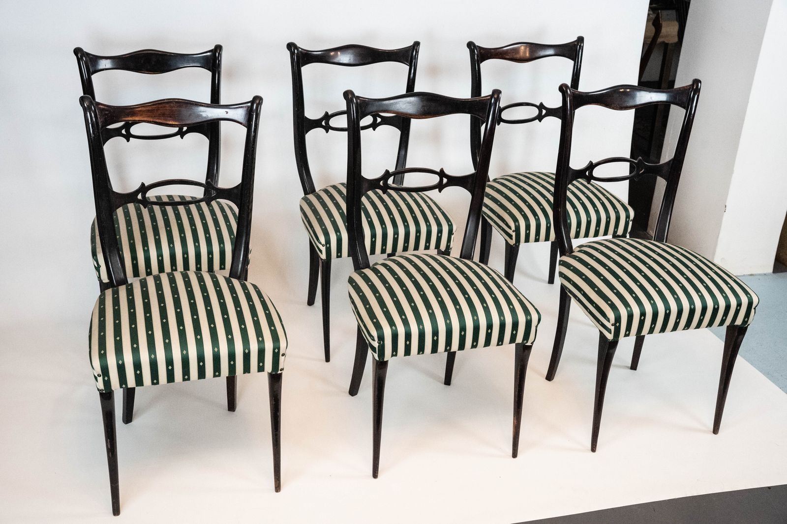 Mid Century Set Of Six Dining Chairs Attributed To Paolo Buffa. Italy 1950s photo for sale