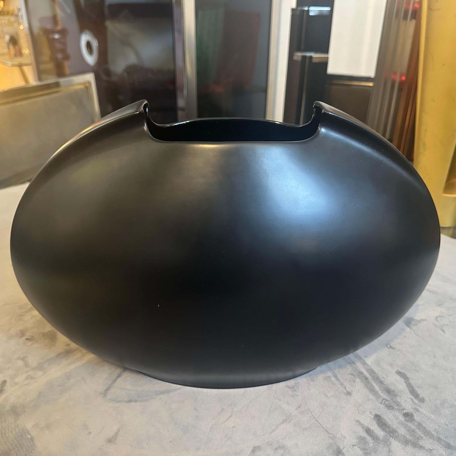 995.0 1990s Minimalist Black Porcelain Tasca Huge Vase By Lino Sabattini For Rosenthal photo