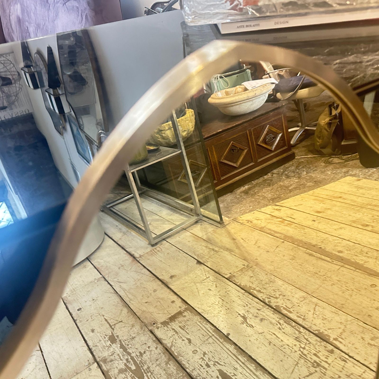 1950s Gio Ponti Style Mid Century Modern Brass Italian Wall Mirror photo Home Decor