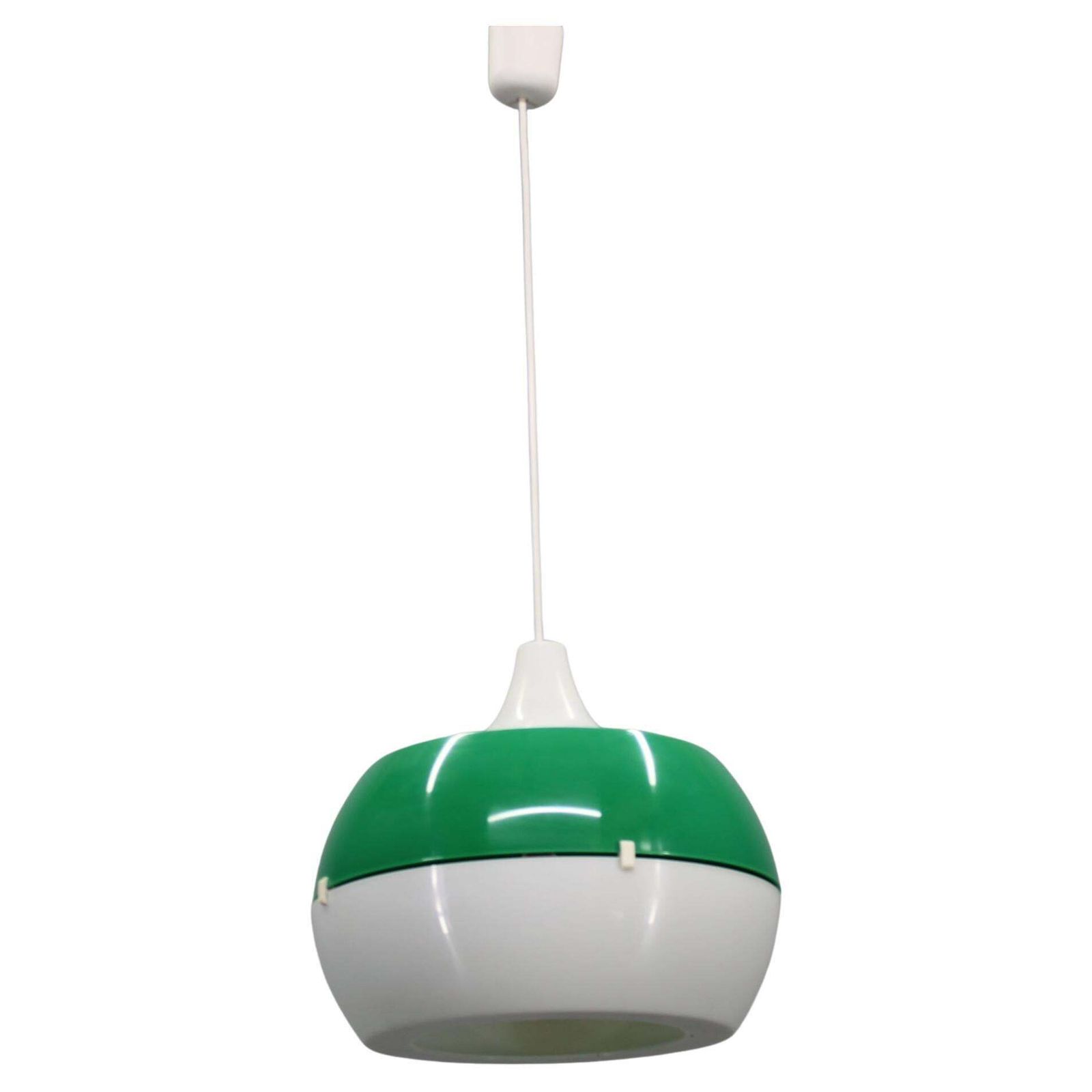 Vintage Italian Green And White Plastic Pendant Light, 1970s — Space Age Modern