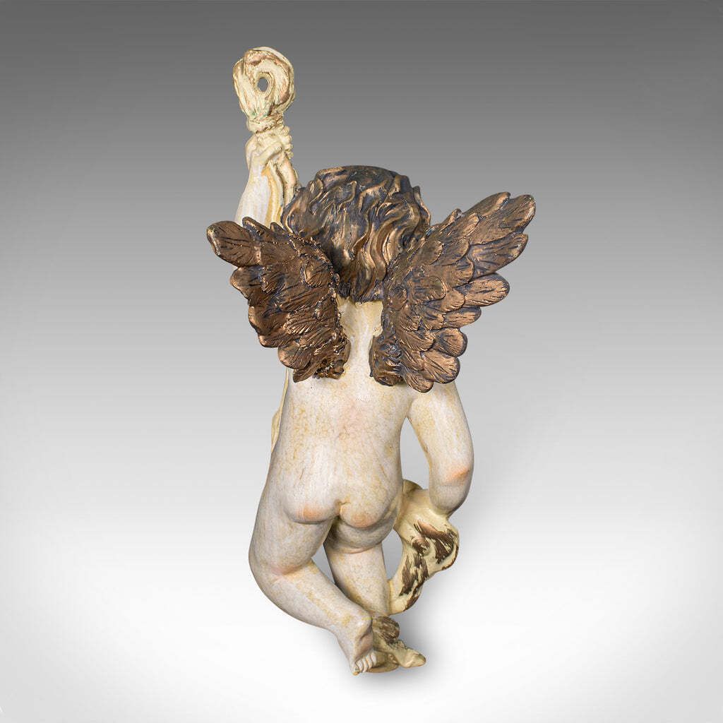 Vintage Flying Cherub, Italian, Plaster, Classical, Romantic, Putto Figure, 1980 photo Art