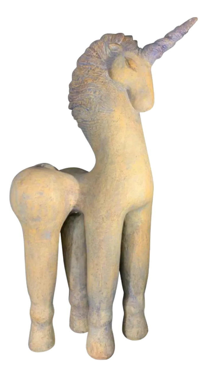 Sculptuur Eenhoorn Licorn Paard In Terracotta Door Katarzyna Nowak
