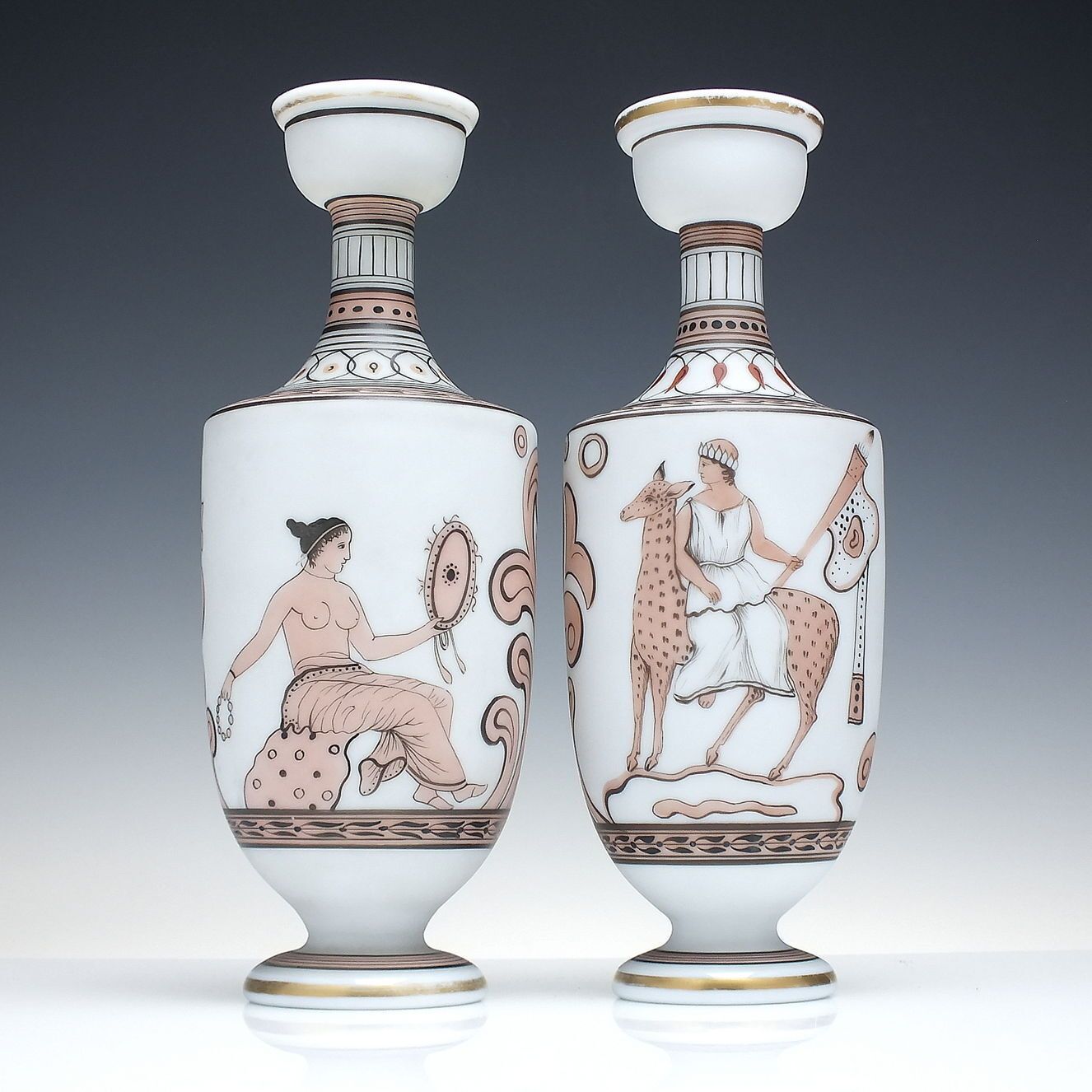 Two Bohemian Harrach Neoclassical Glass Glass Vases C1890 photo furniture