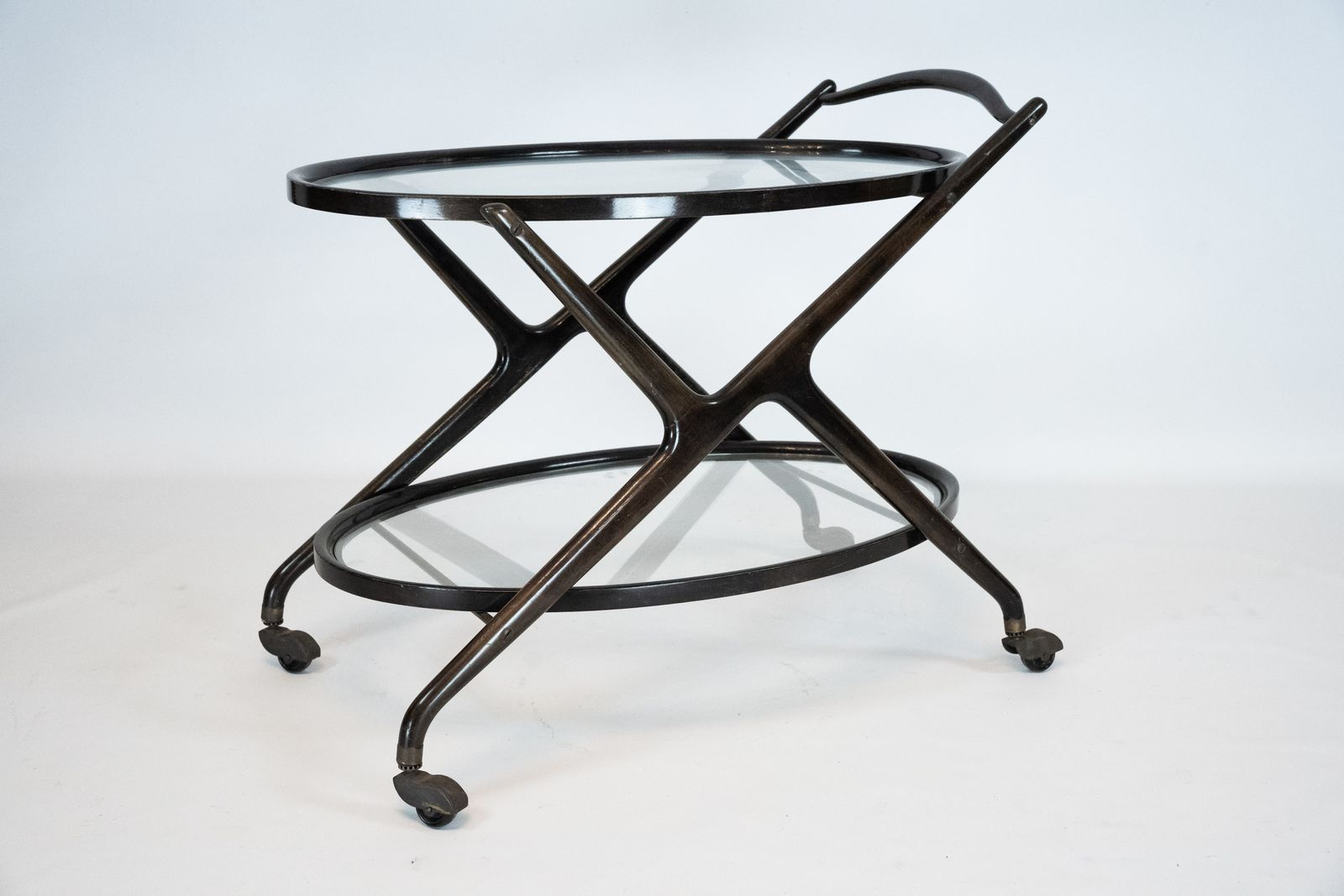 photo furniture Ebonized Wood And Glass Bar Cart By Cesare Lacca, Italy 1950s