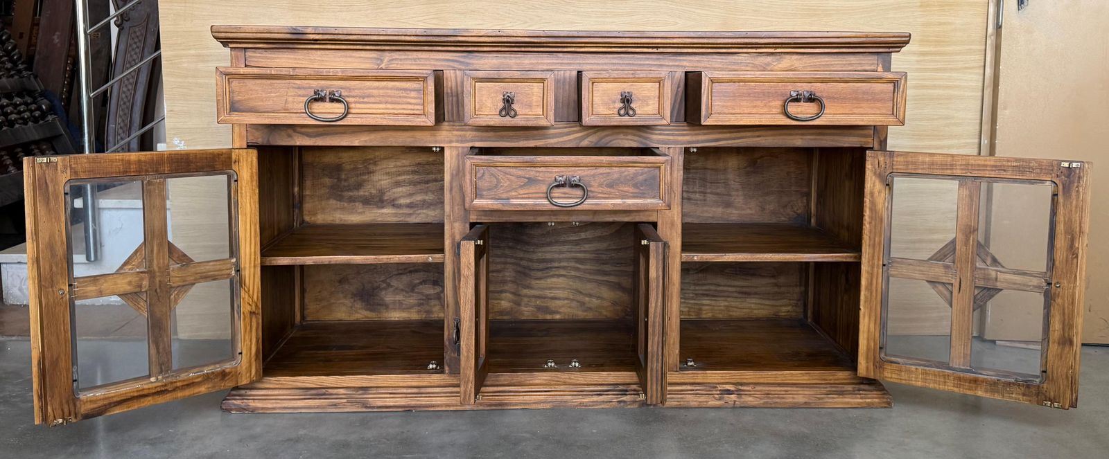 photo for sale Credenza Or Light Oak Tuscan Sideboard From The Spanish Catalan Baroque Of The 20th Century