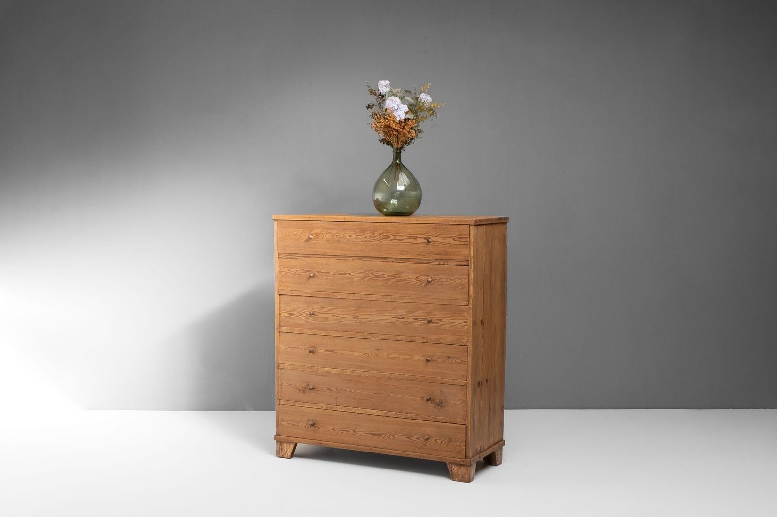 Large Swedish Pine Chest Of Drawers