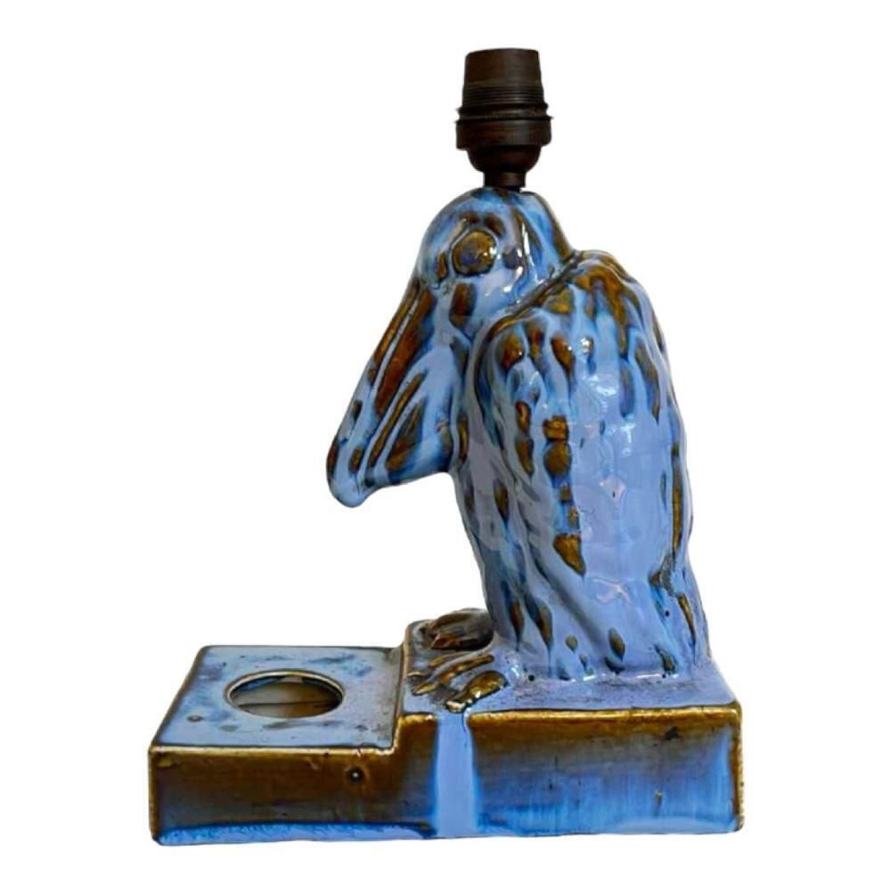 942.0 Art Deco Pelican Sculpture Lamp Base In Fine Glazed Stoneware, 1930 photo