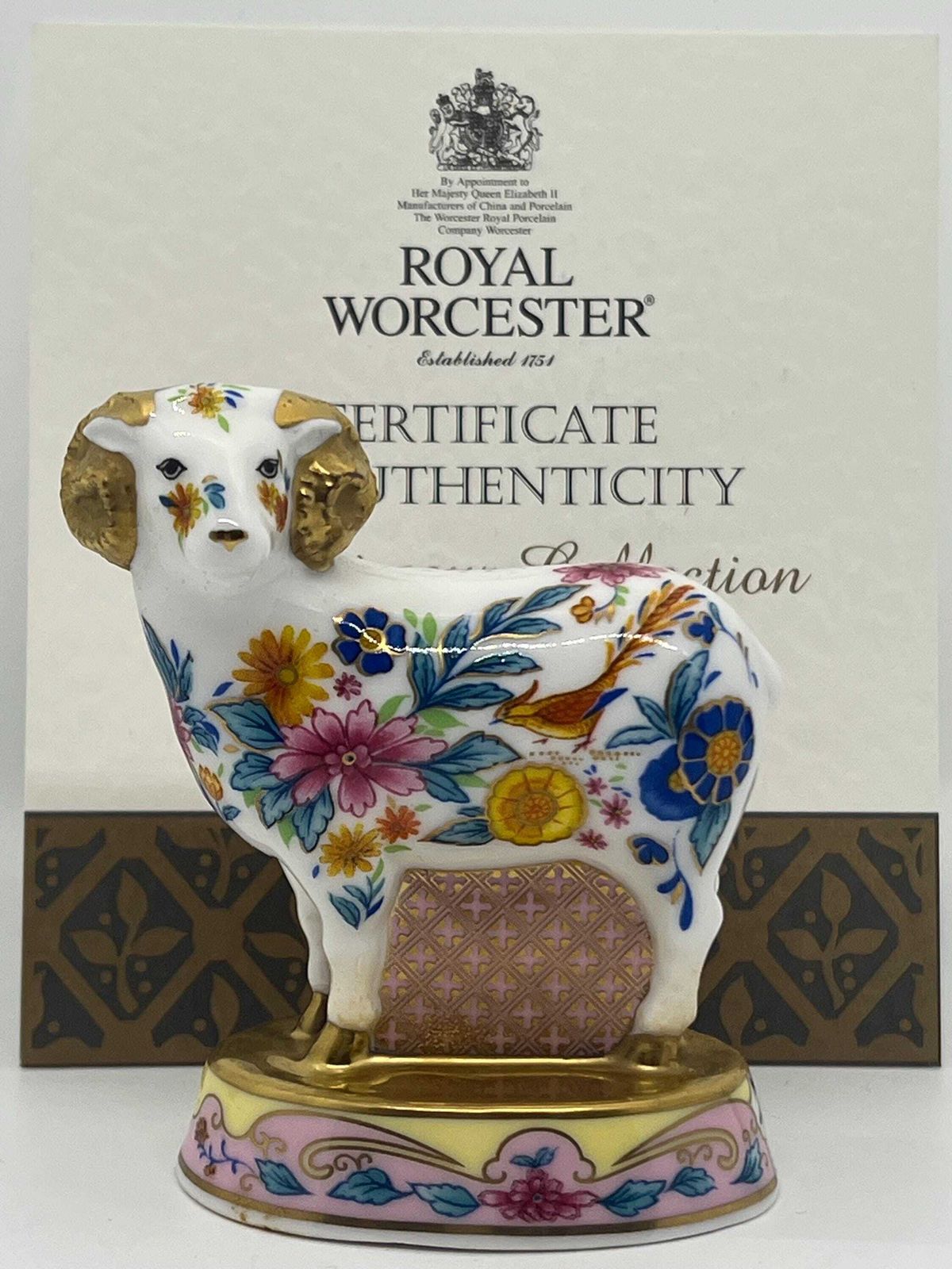 Royal Worcester Zodiac Sheep, With Authenticity Certificate And Original Box.