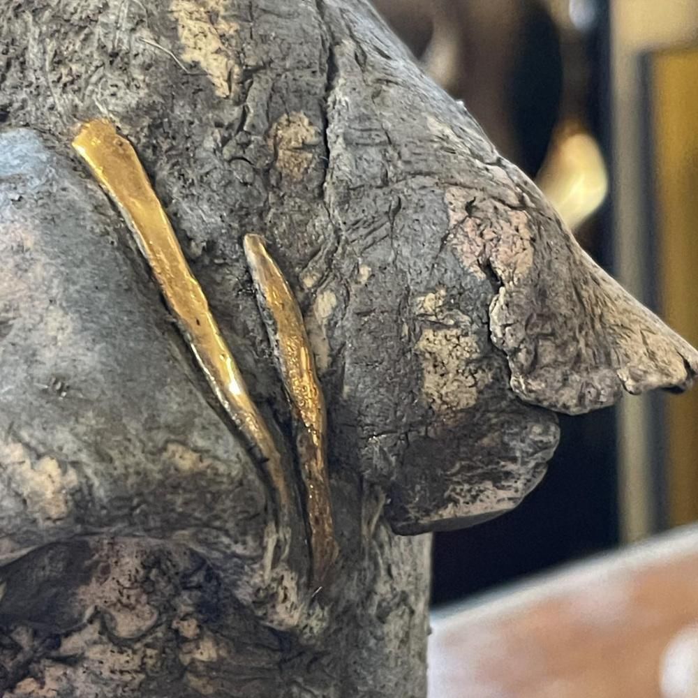 997.0 The Warrior Ceramic Sculpture In Enamel And Gilding By Klara Reynders, 1987 photo