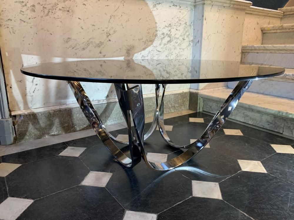 Salontafel Van Gedraaid Verchroomd Staal Door Roger Sprunger Voor Dunbar, Jaren 1970 photo vinterior