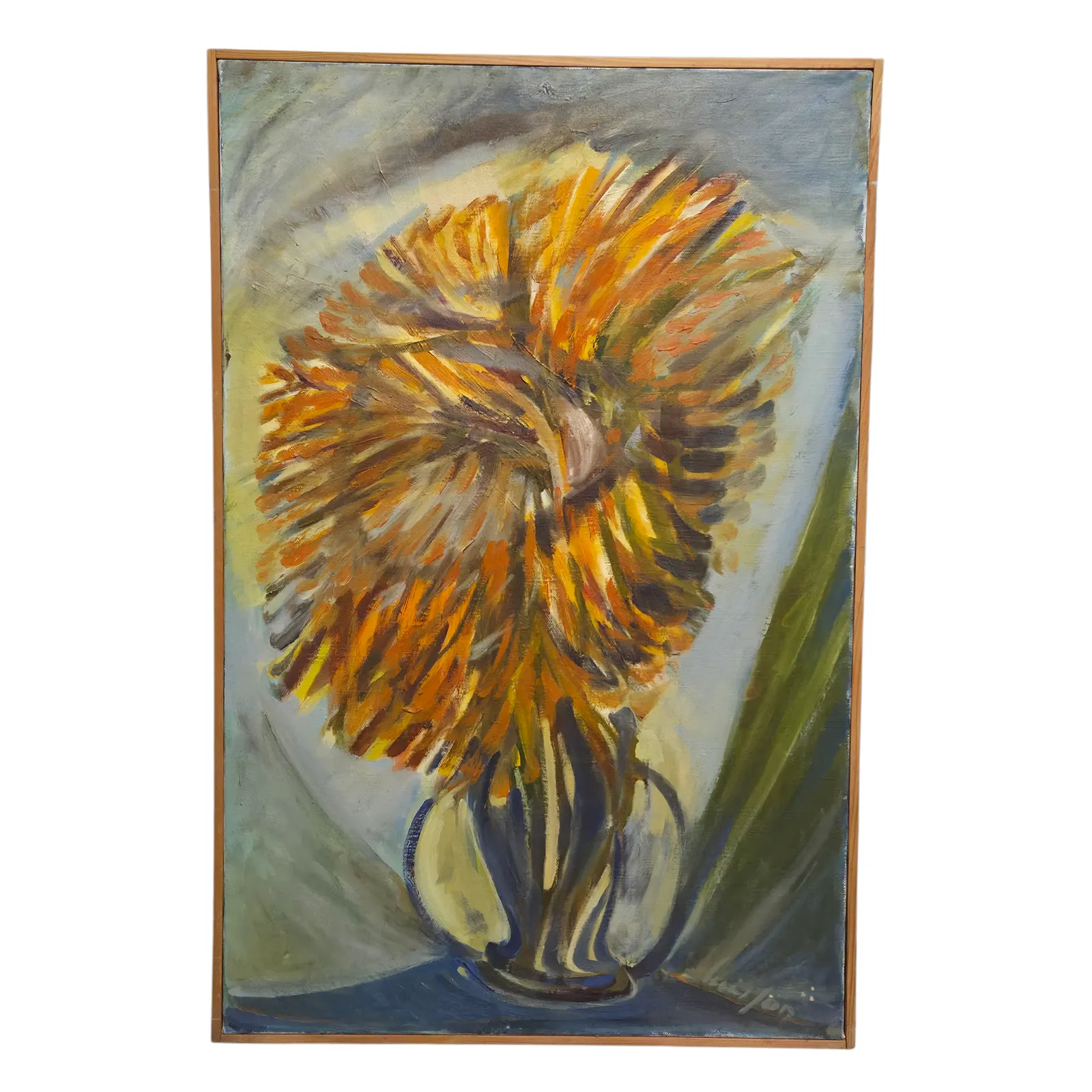 Louis Son (1921–1996). Bouquet Expressionniste. Huile Sur Toile.