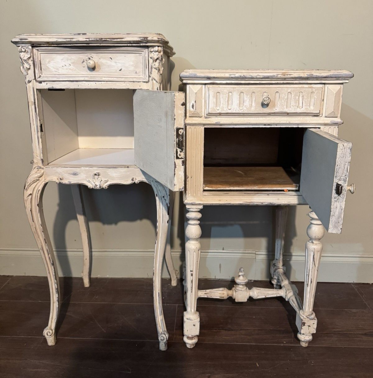 Matched Pair French 19th Century Bedside Tables / Pot Cupboards photo for sale