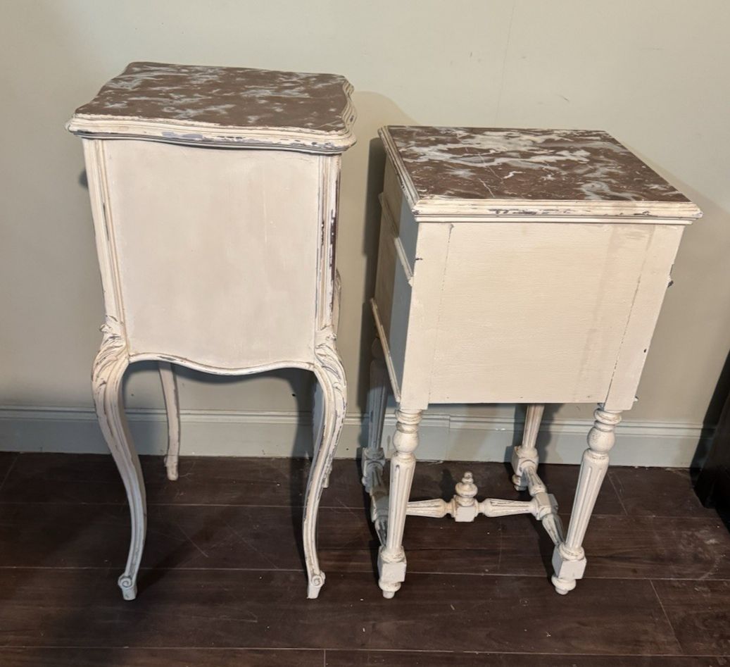 Matched Pair French 19th Century Bedside Tables / Pot Cupboards photo vintage