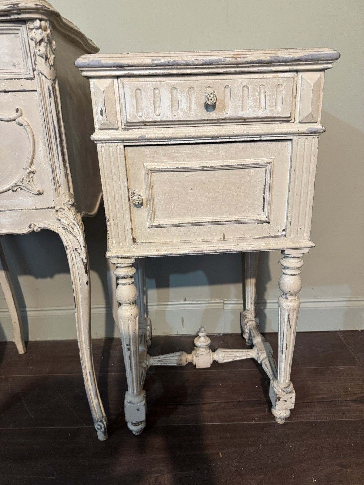 photo for sale Matched Pair French 19th Century Bedside Tables / Pot Cupboards