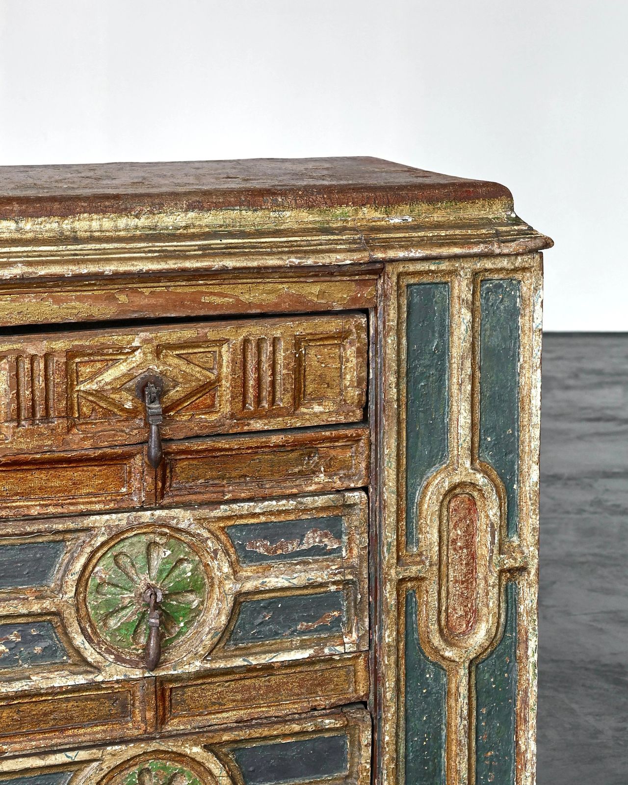 Early 18th C. Spanish Gilded & Painted Chest Of Drawers photo 3685.0