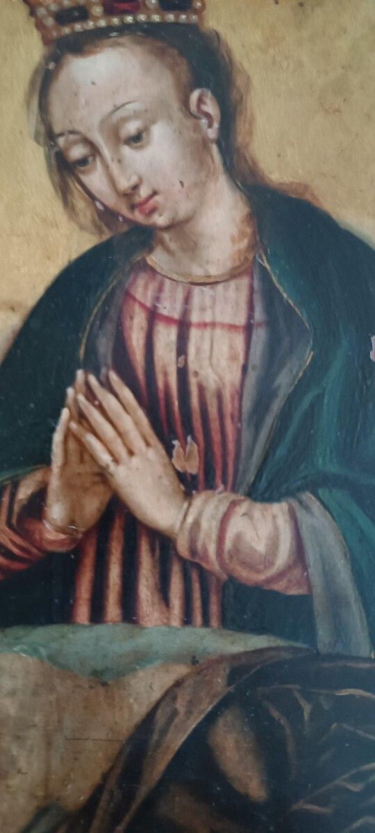 Antique Painting On Copper   17th/18th Century   Virgin And Child Asleep photo 638.0