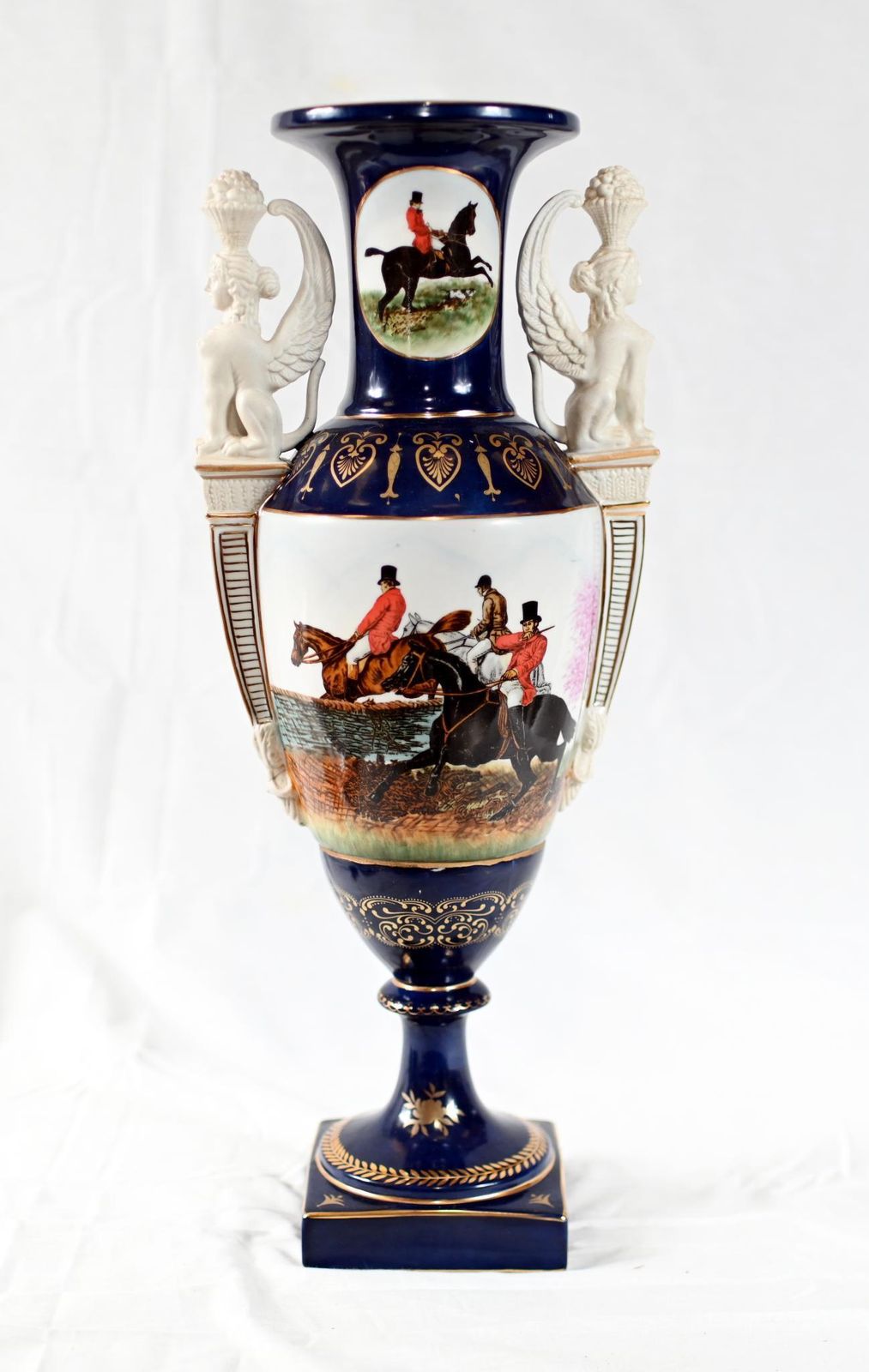 Pair French Sevres Porcelain Vases Bisque Sphinx Urns photo furniture