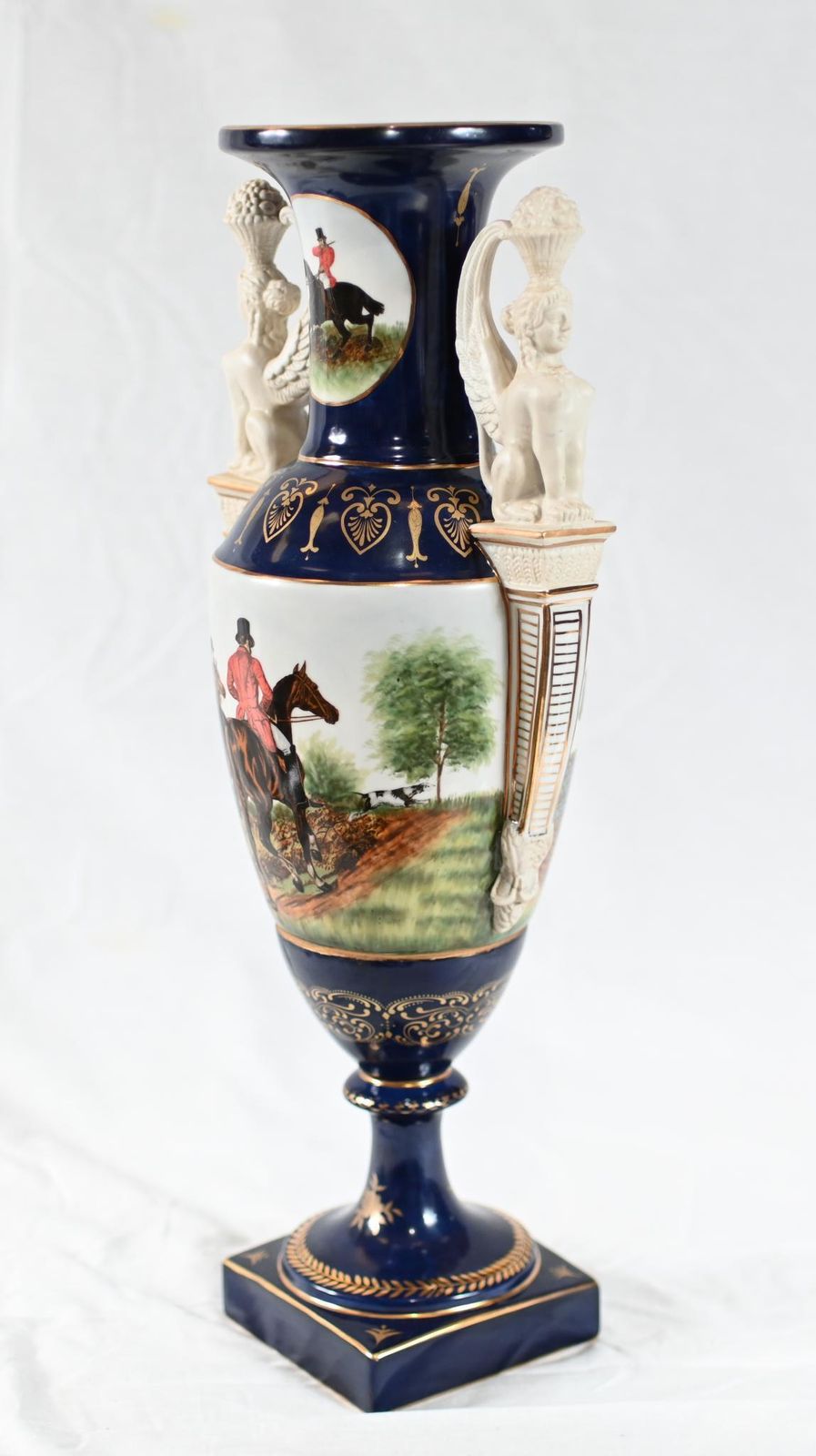 Pair French Sevres Porcelain Vases Bisque Sphinx Urns photo vinterior
