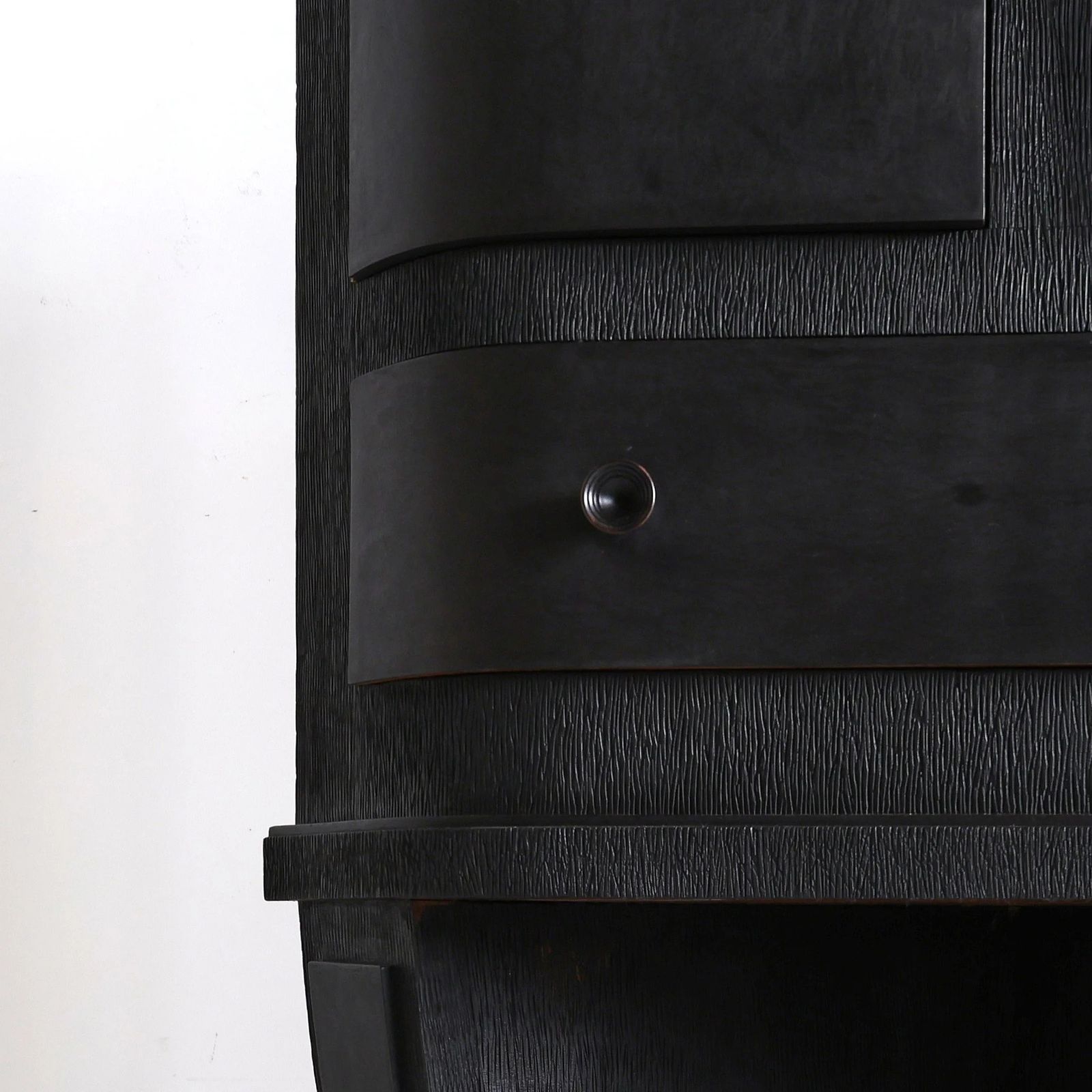 Unusual Ebonised Italian Gouged Deco/Modernist Corner Cupboard/Bar photo vintage