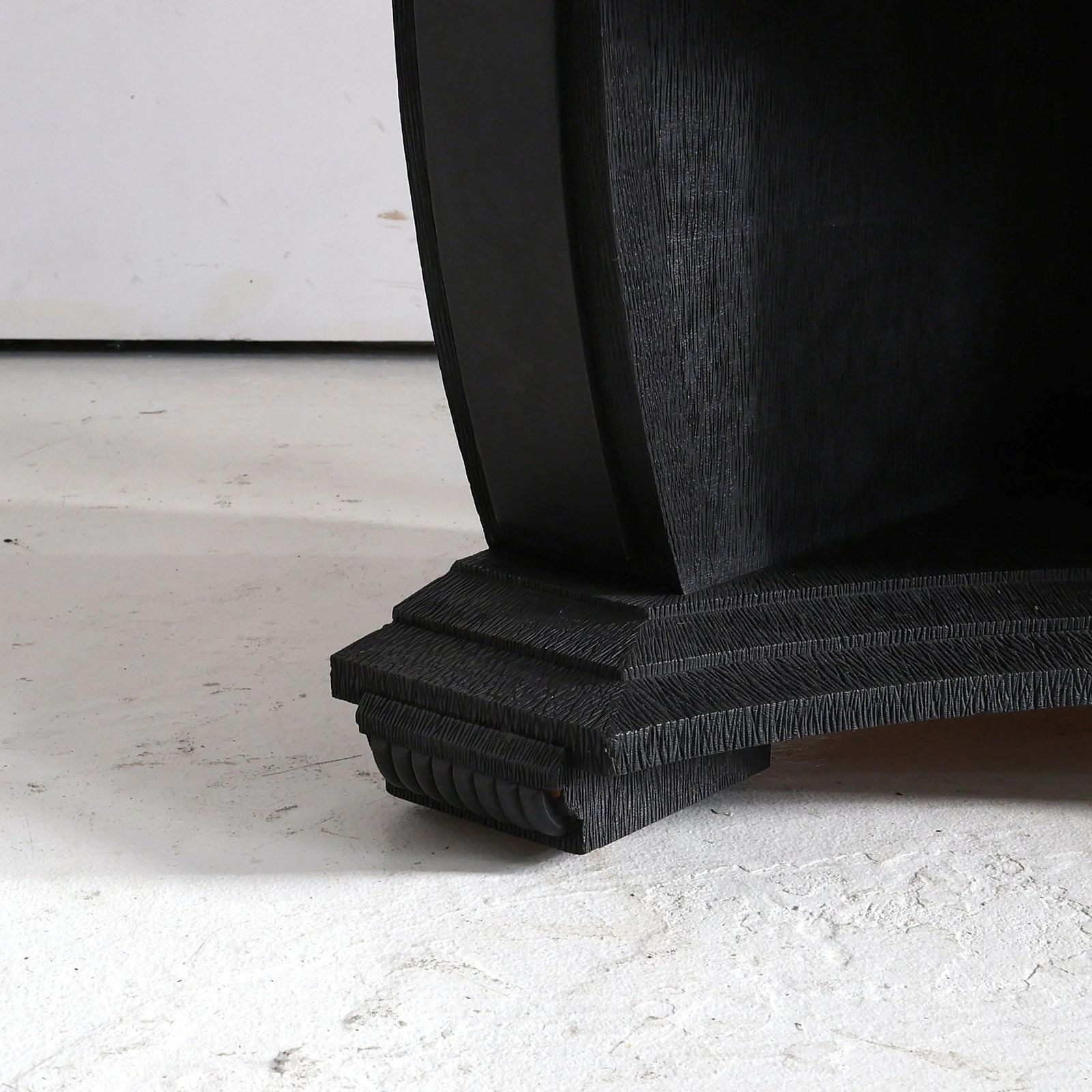photo for sale Unusual Ebonised Italian Gouged Deco/Modernist Corner Cupboard/Bar