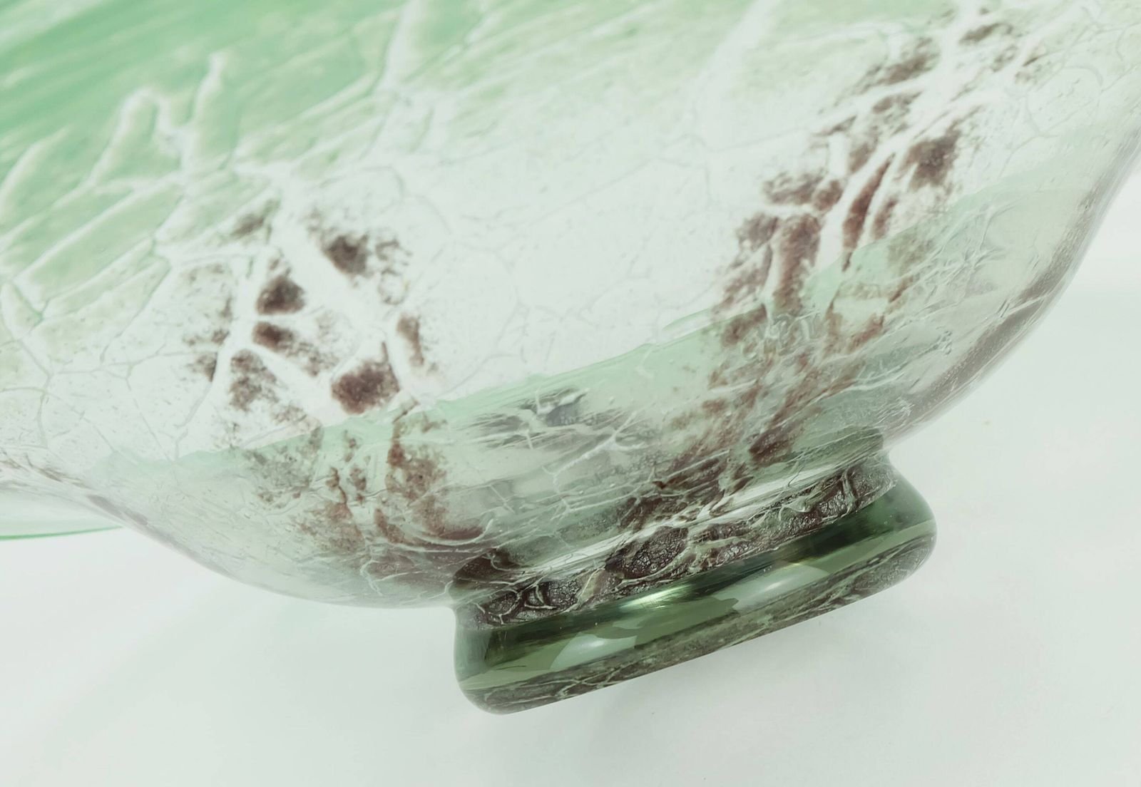 Fantastic Large Wmf Art Deco Ikora Glass Bowl Karl Wiedmann 1930s Green And photo vintage
