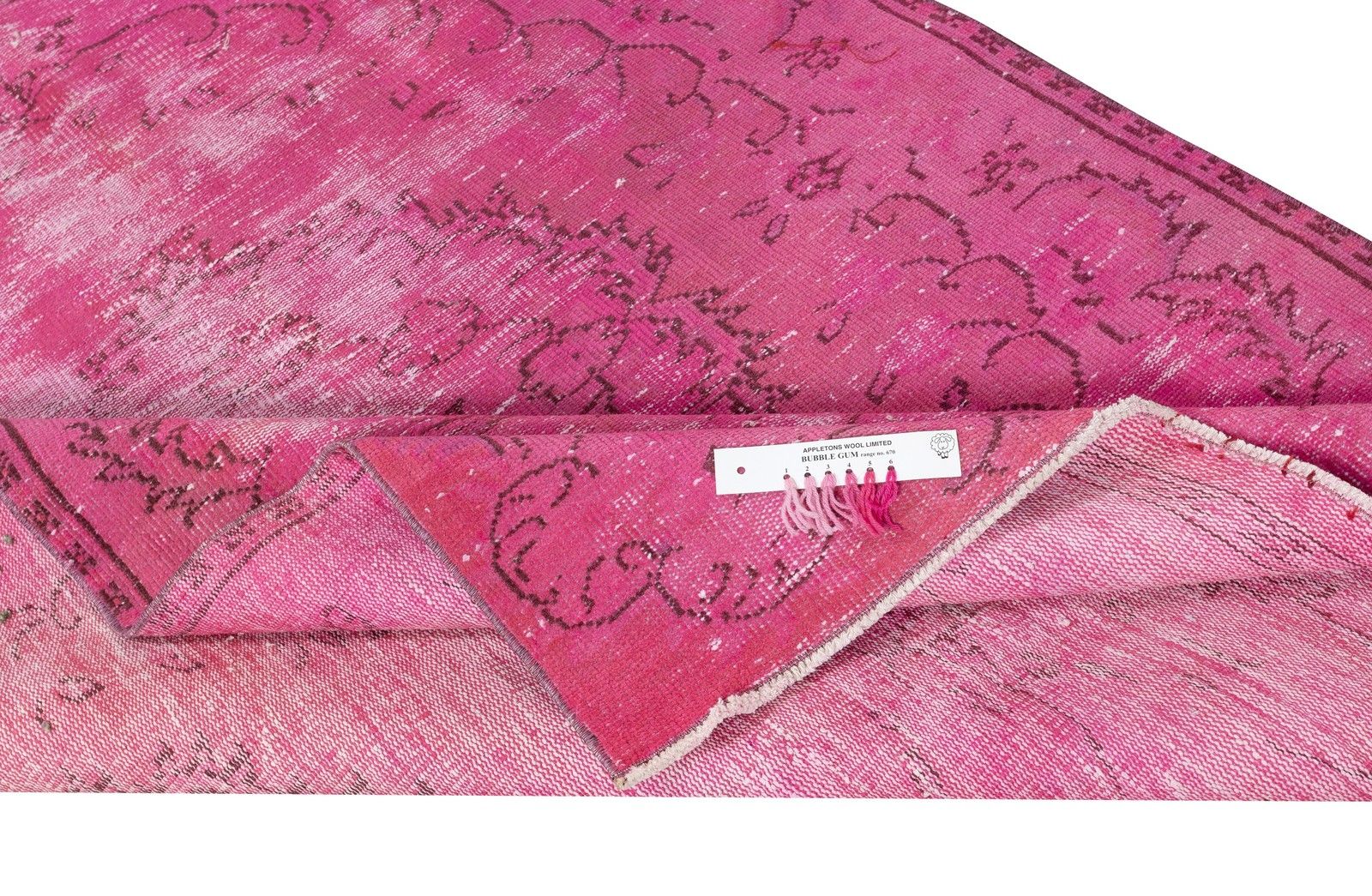 4.7x7.7 Ft Distressed Pink Vintage Rug For Modern Interiors. Handmade In Turkey photo for sale